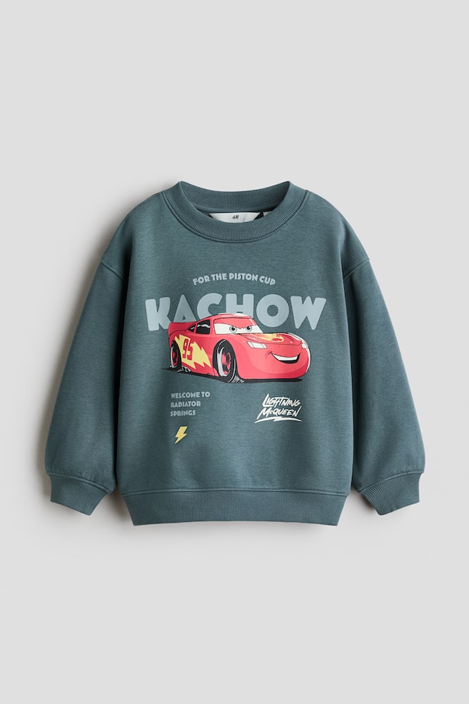 Printed Brushed-Inside Sweatshirt - Dark turquoise/Cars/Dark red/Spider-Man/Cream/Pokémon/Navy blue/Marvel Comics/Dark green/Minecraft/Dark brown/Snoopy/Dark gray/Batman - 1