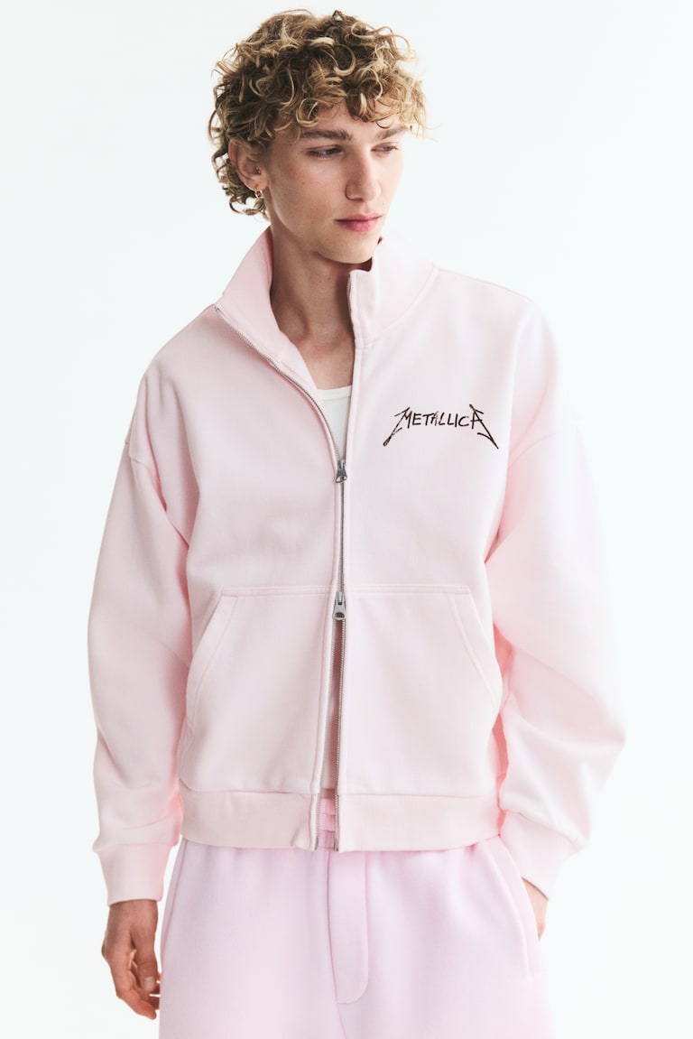 Jakna s rajsferšlusom i printom Oversized Fit
