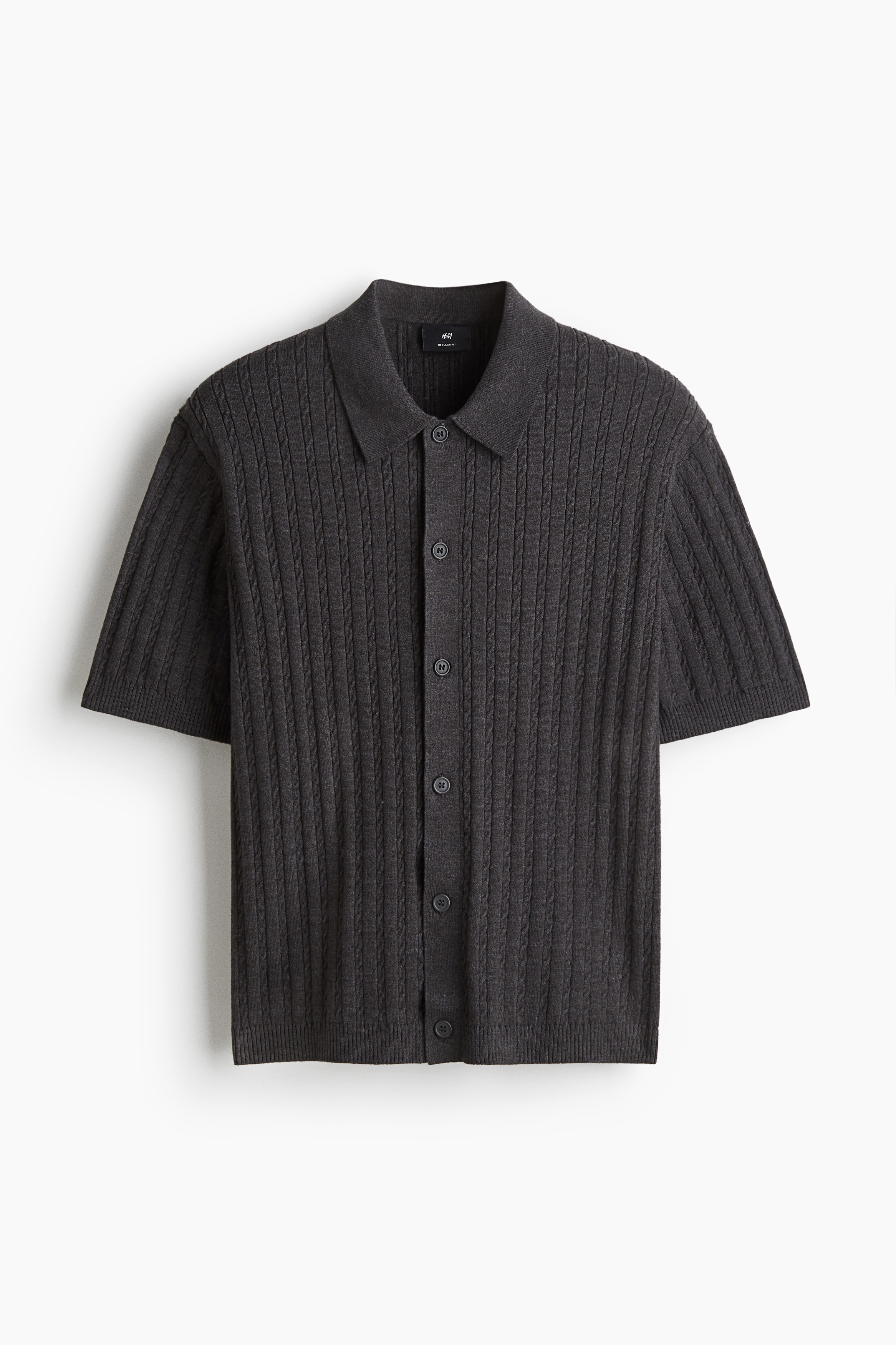 Camisa Regular Fit en tejido trenzado - Gris oscuro