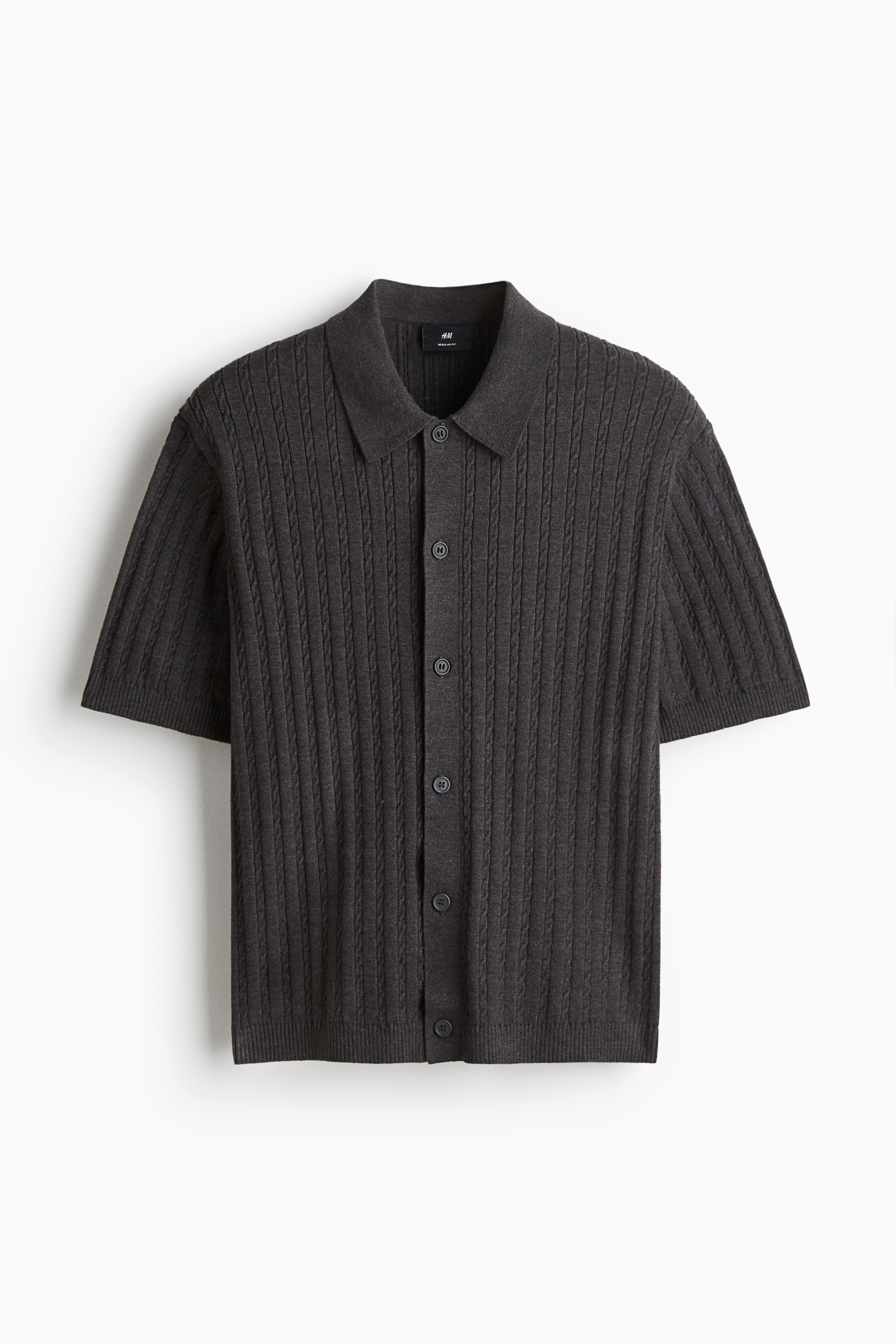 Regular-Fit Cable-Knit Short-Sleeved Shirt
