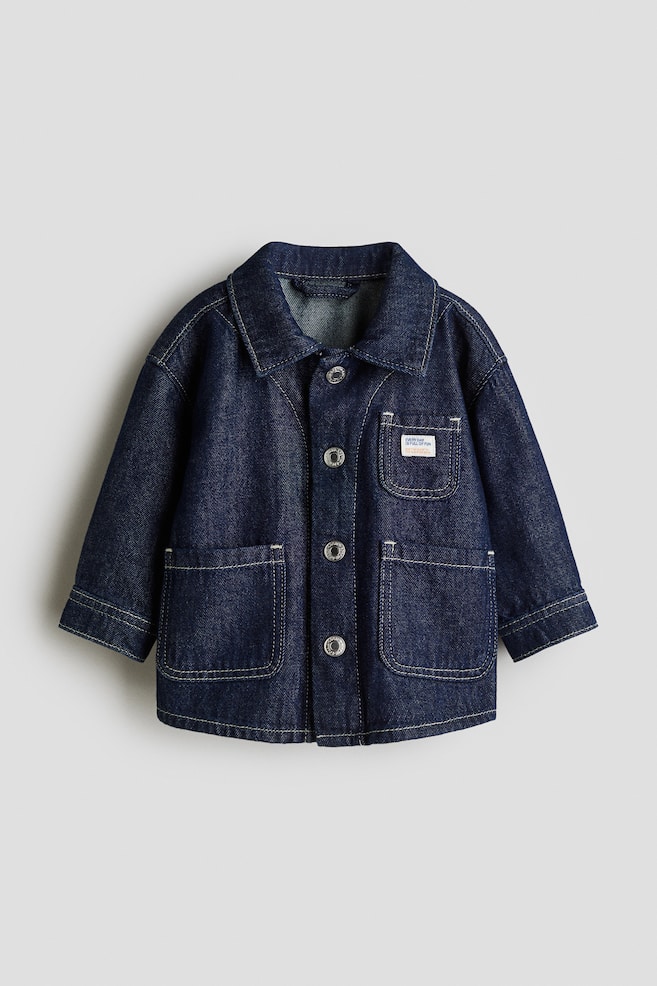 Loose Fit Denim Overshirt - Dark denim blue - 1
