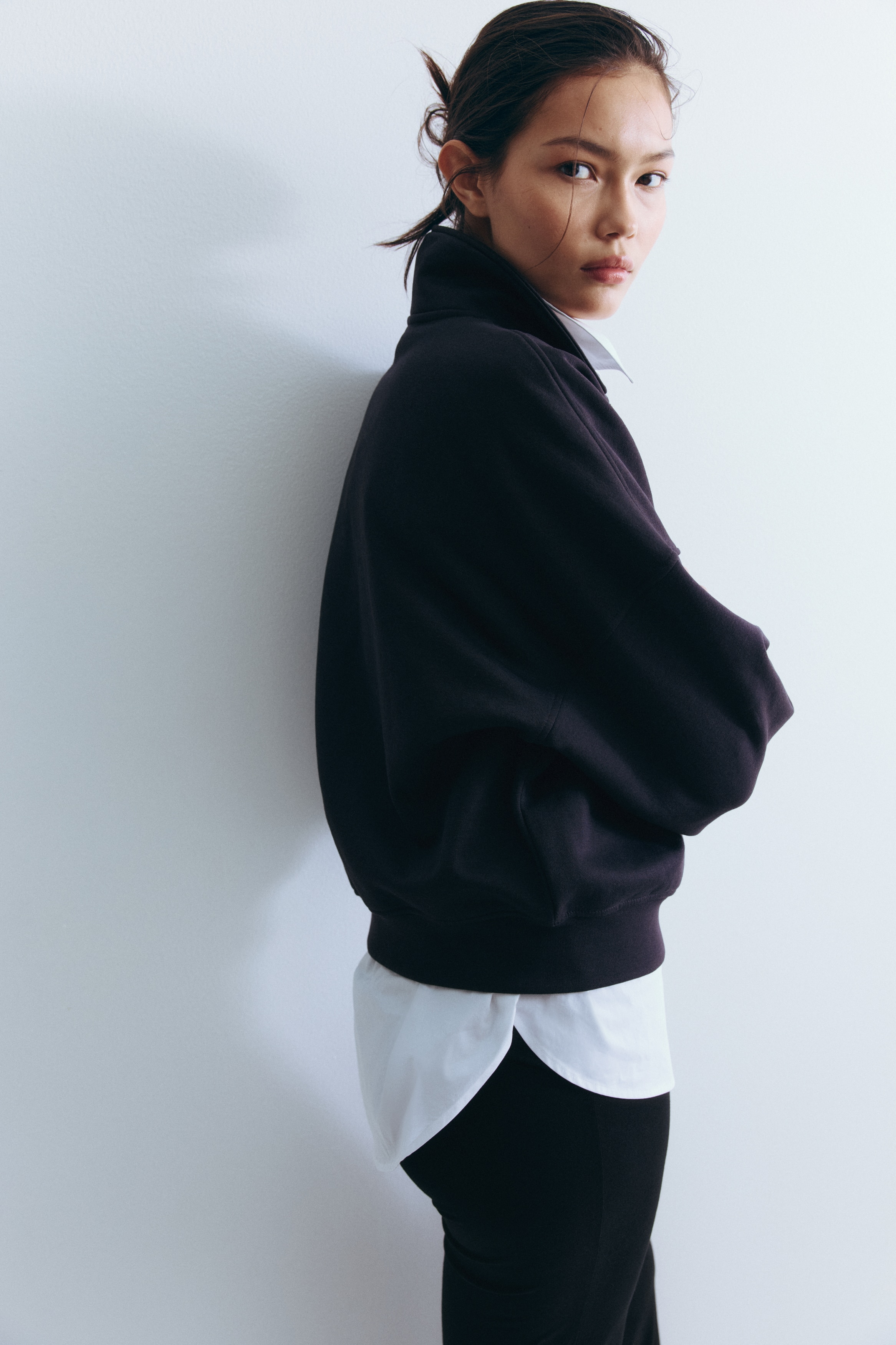 ハーフジップスウェットトップス - ネイビーブルー - レディース | H&M JP