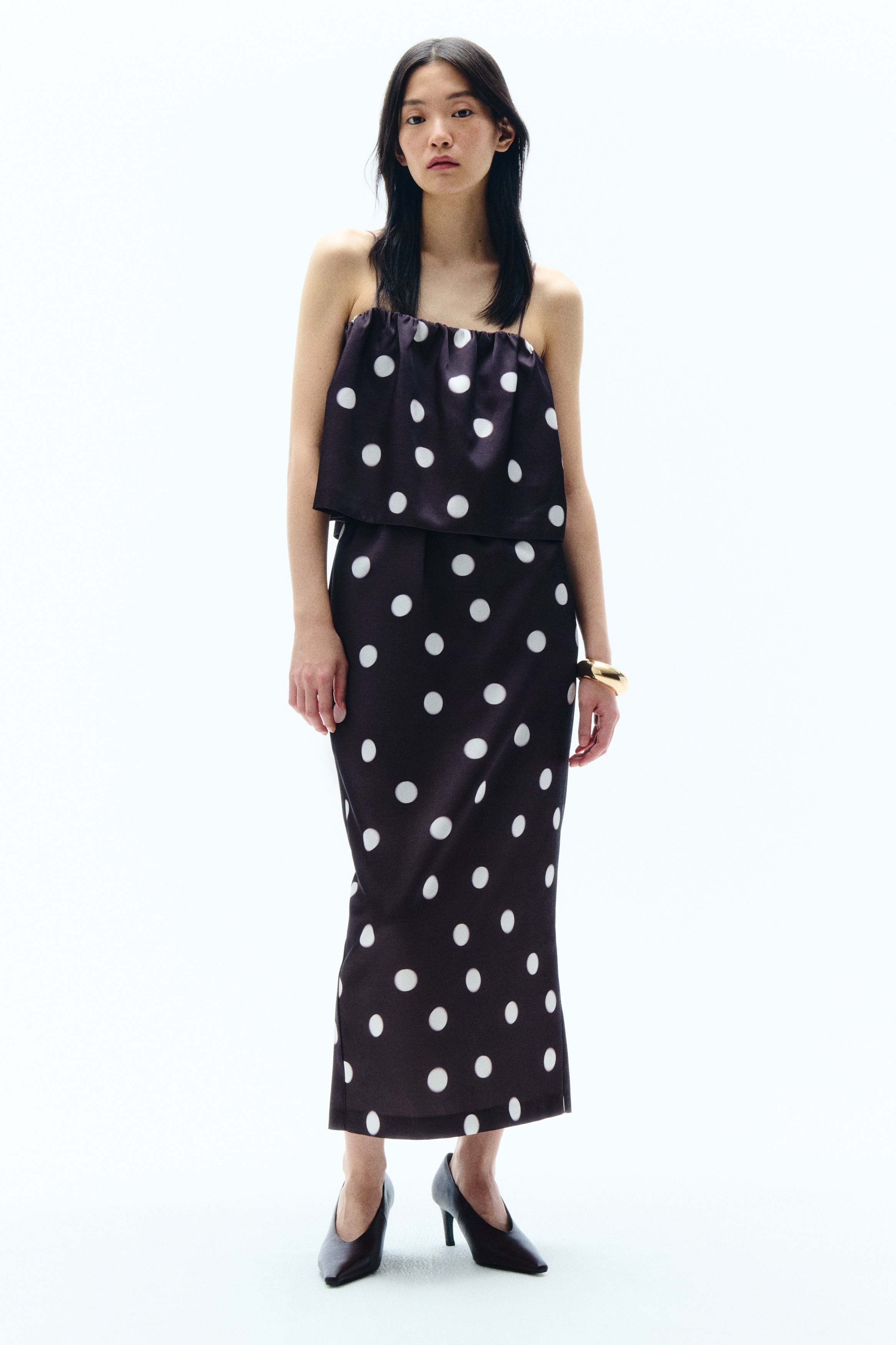 Pencil skirt - Dark brown/Polka dot