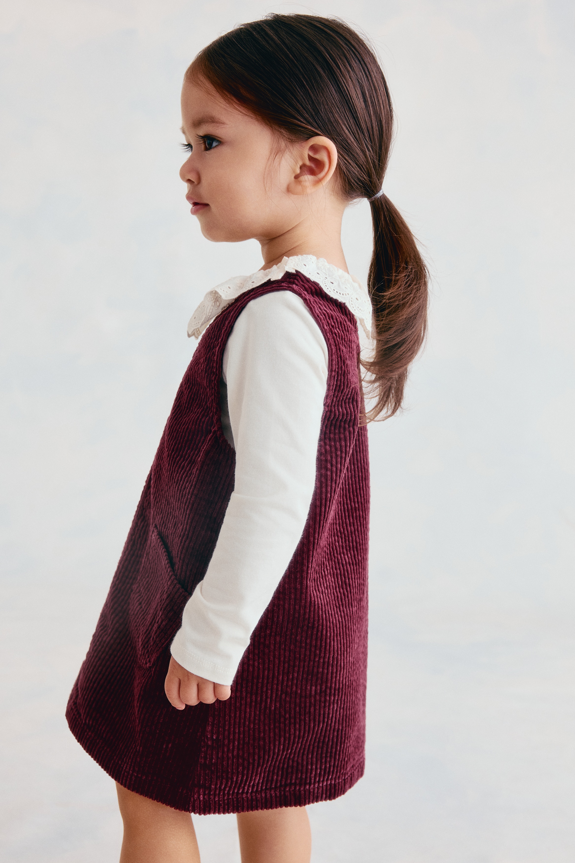 Ensemble 2 pièces avec robe et top - Rouge foncé/blanc/Rose/blanc