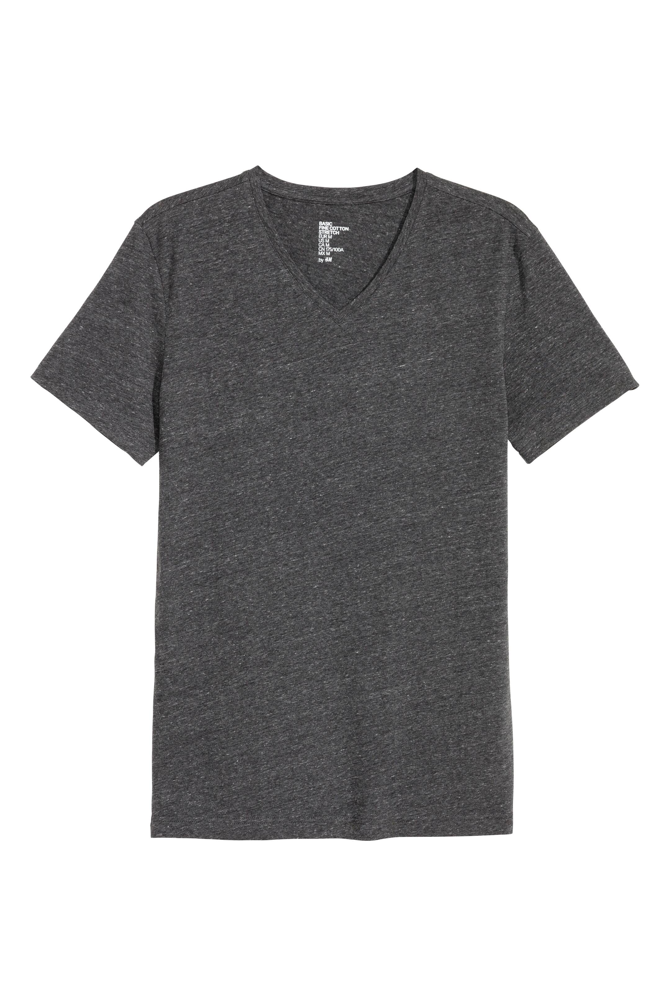 Visualizza l'immagine ingrandita: V-neck T-shirt Slim fit - Dark grey marl - UOMO | H&M CH 1