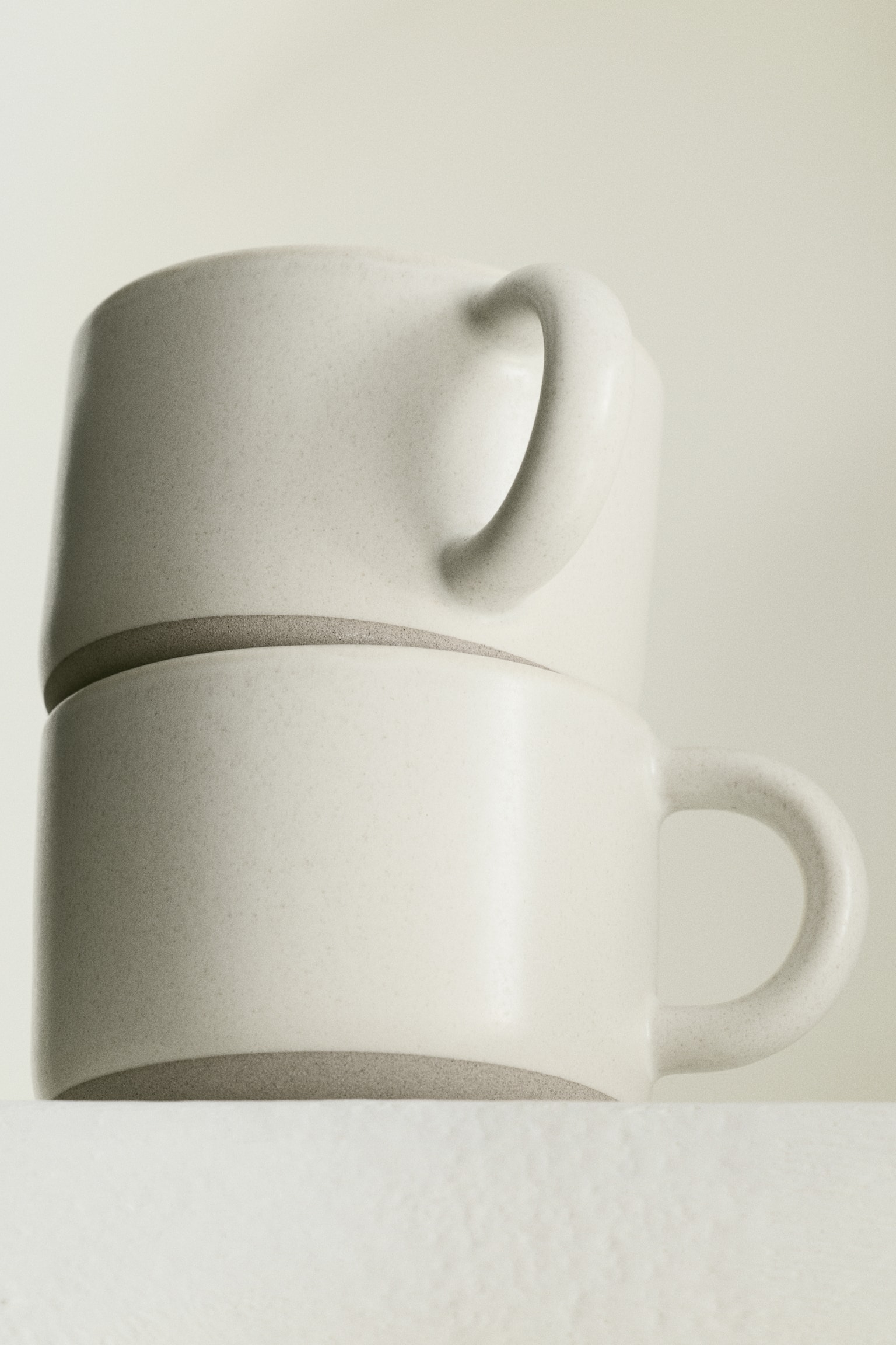 Pack de 2 tazas de gres con esmalte reactivo - Beige claro/Beige grisáceo - 1
