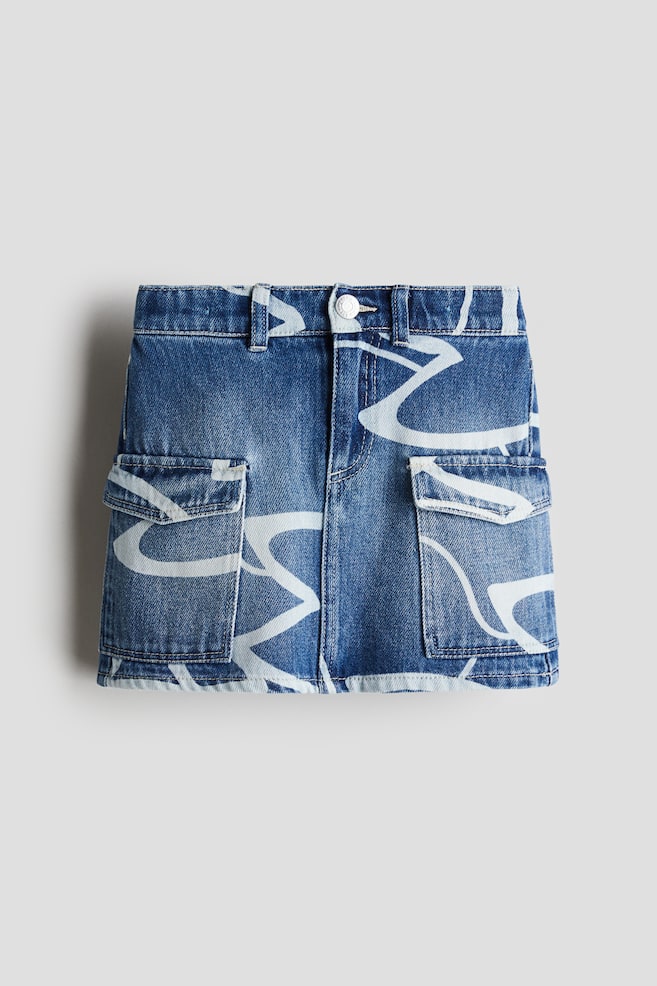 Cargo denim skirt - Denim blue/Patterned - 1