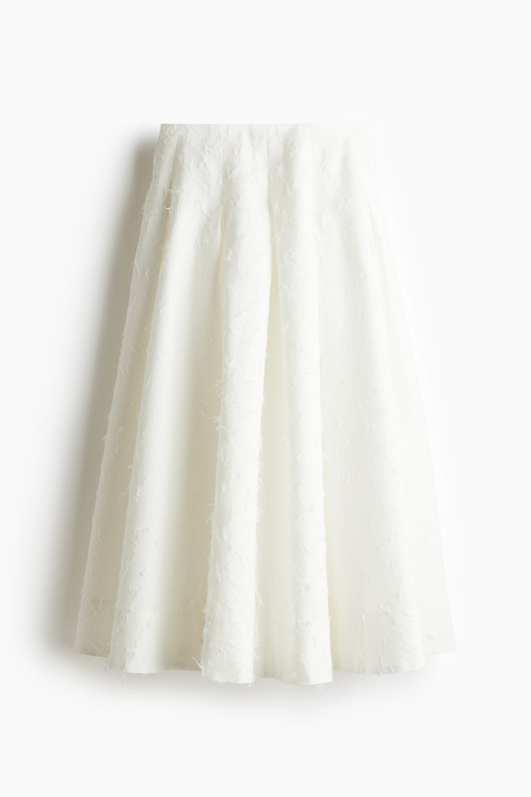 h&m h and ma line skirt Women's White Fringe-Textured A-Line Skirt H&M US