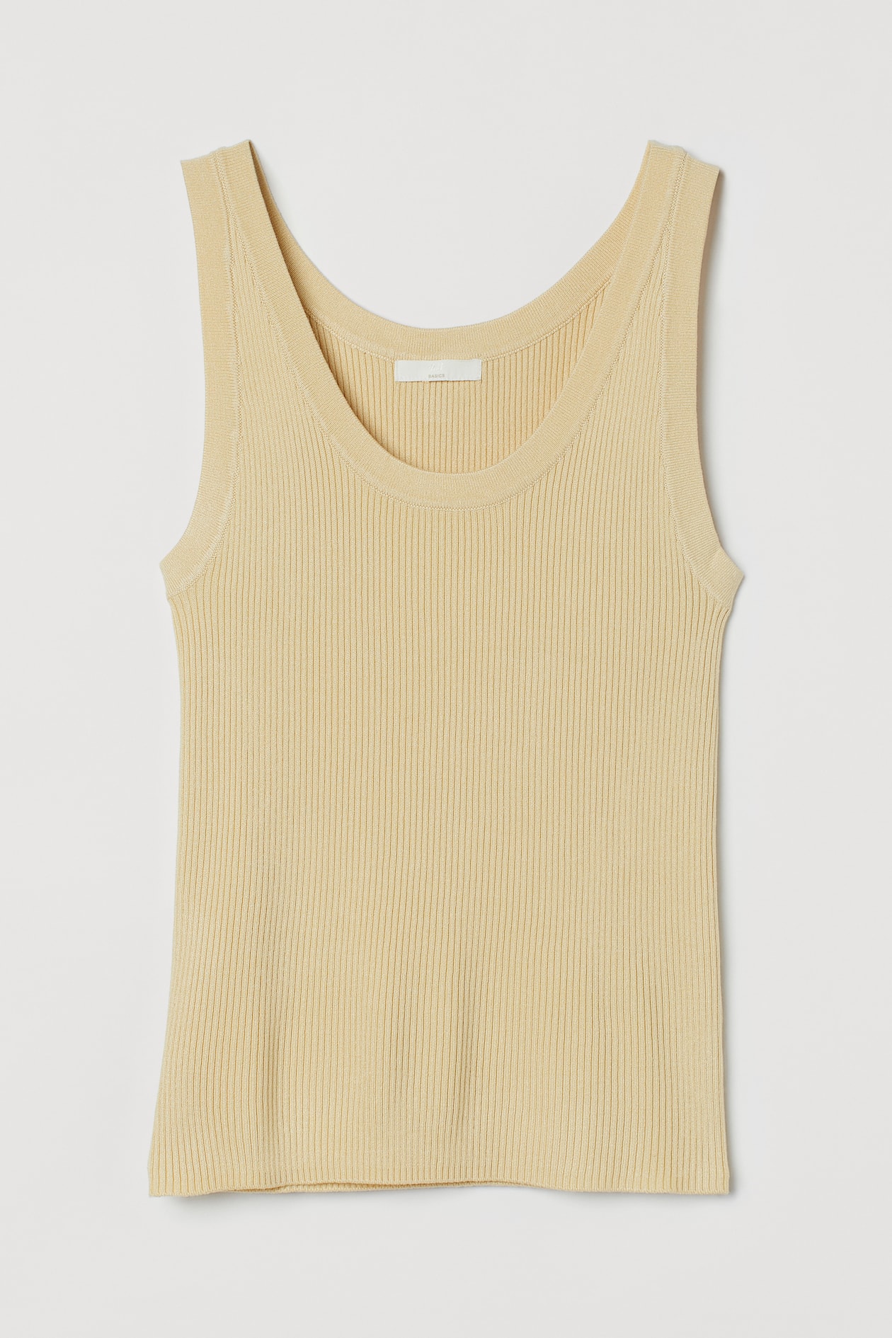 Rib-knit Tank Top - Round Neck - Sleeveless - Yellow - Ladies | H&M US