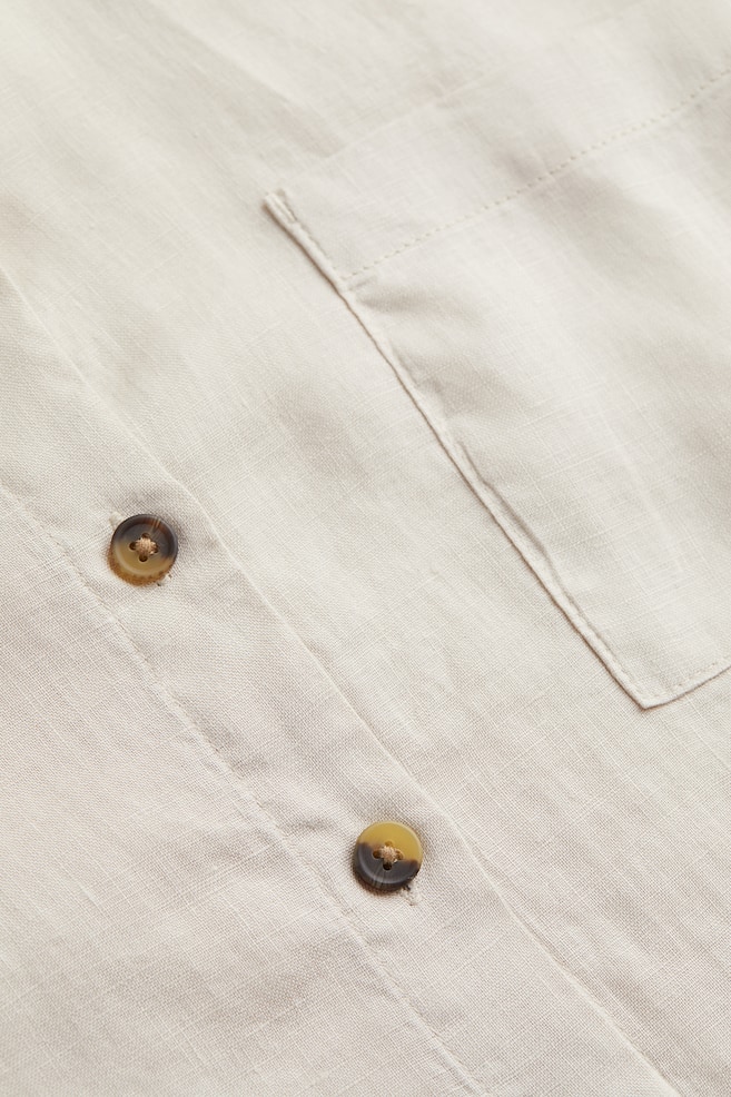 Pyjamas i vasket lin - Lys beige/Antrasittgrå/Hvit - 4
