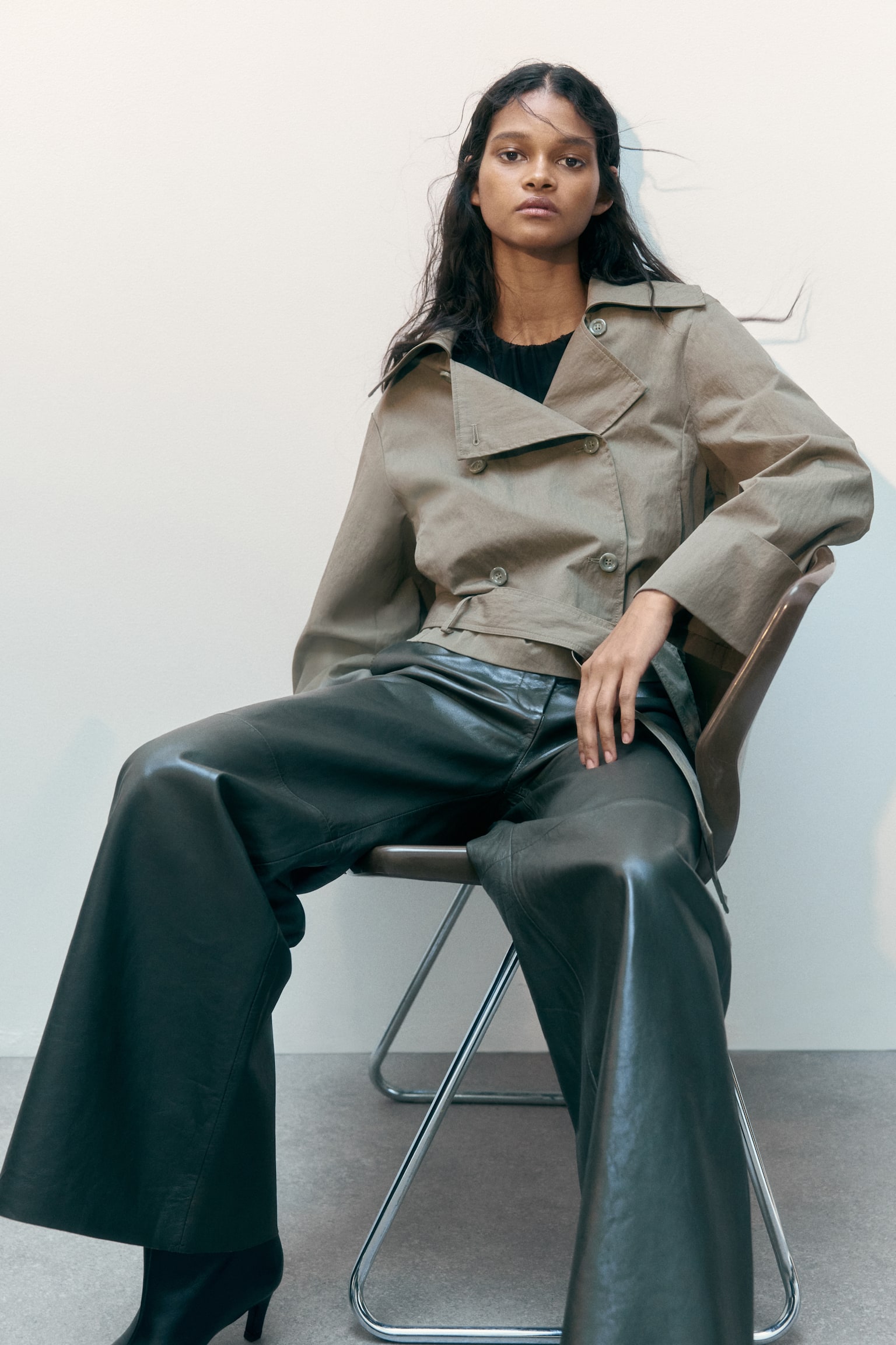 Trench-look jacket - Khaki green/Light beige - 5