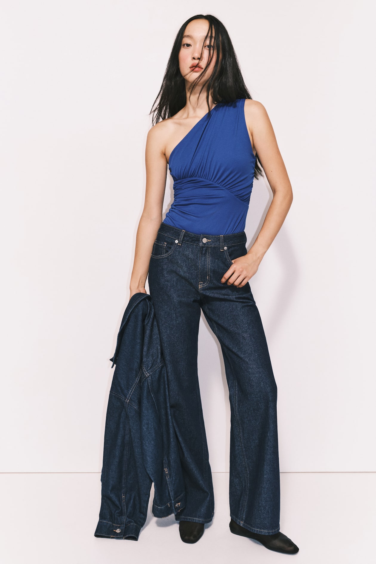 Draped One-Shoulder Thong Bodysuit - image 4