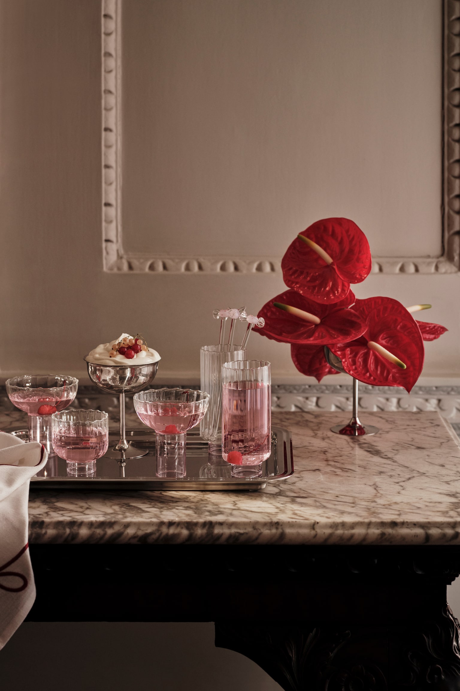 2-pack fluted highball glasses - Transparent/Pink/Transparent/Amber-coloured - 3