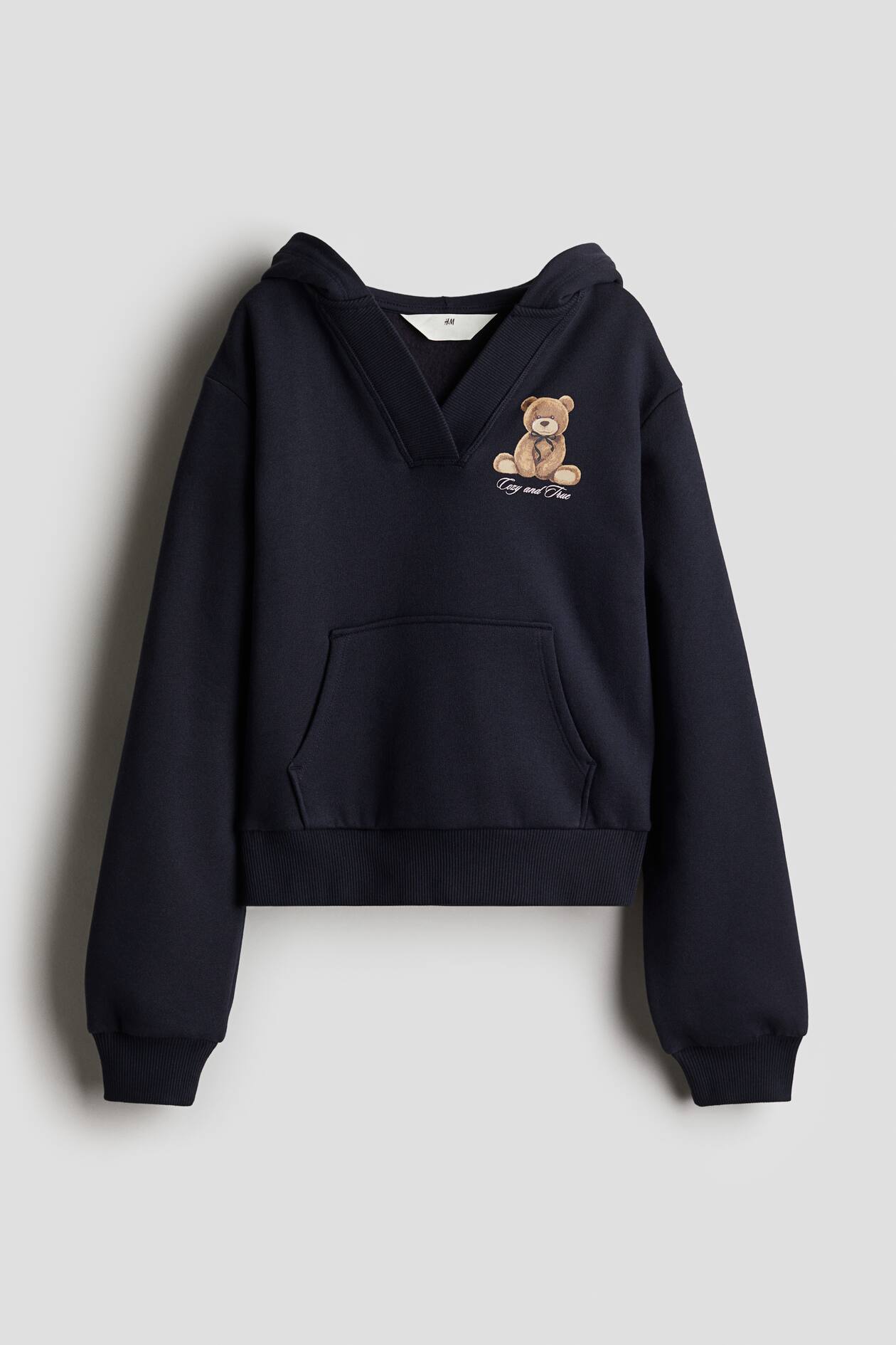 V-neck hoodie Navy blue/Teddy bear Kids H&M GB