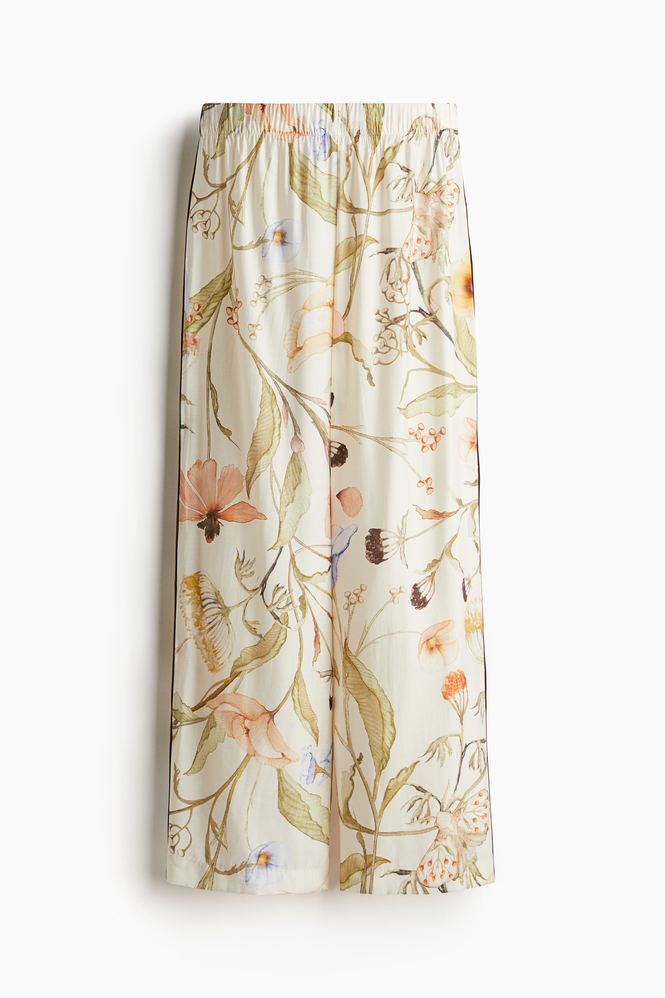 Broek met biesjes - Roomwit/bloemen