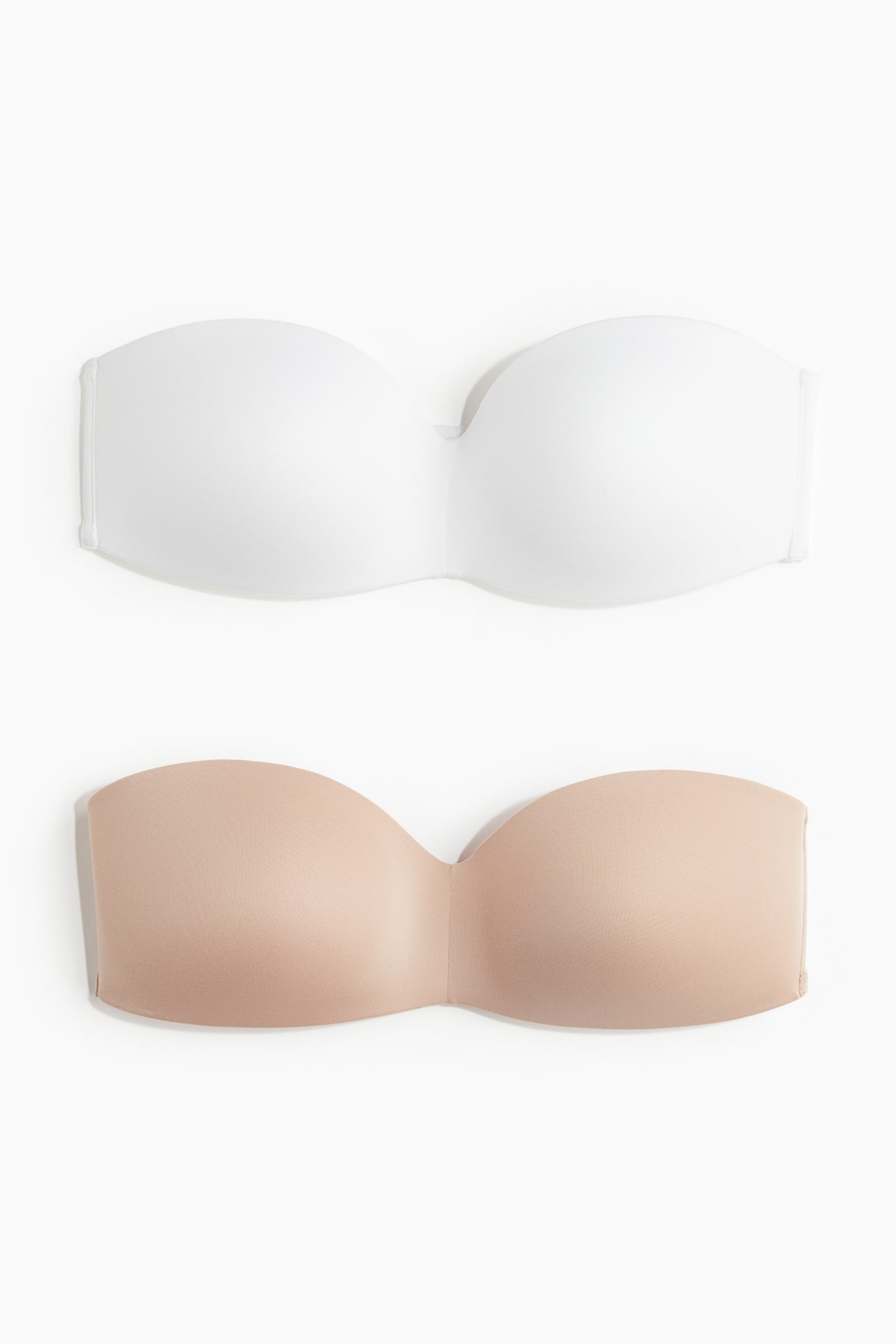 2-pack padded microfibre bandeau bras - White/Beige/Dusty pink/Black - 2