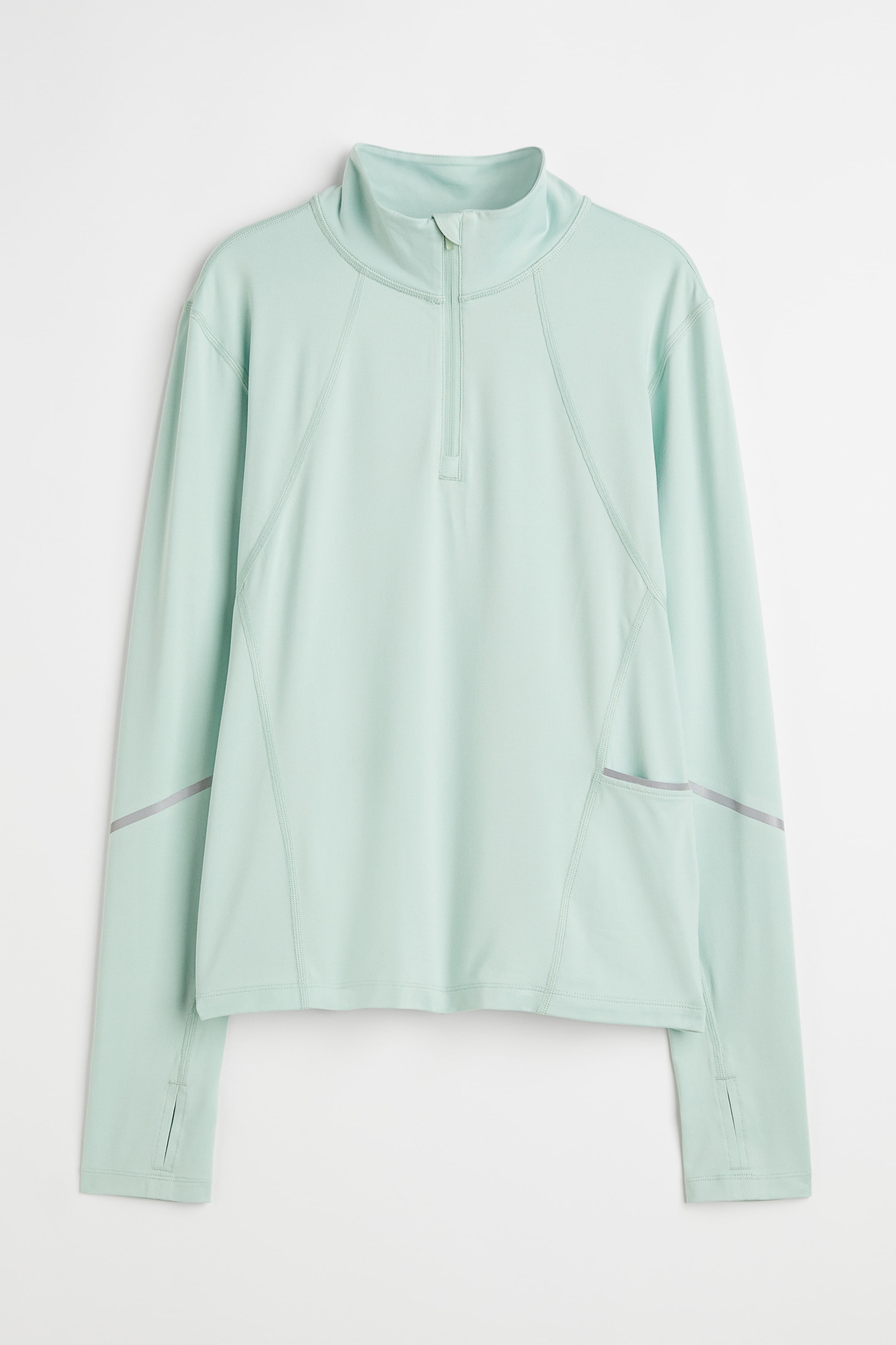 Xem ảnh lớn hơn: Áo thể thao vải DryMove™ kéo khoá trên - Màu xanh bạc hà - Ladies | H&M VN 1