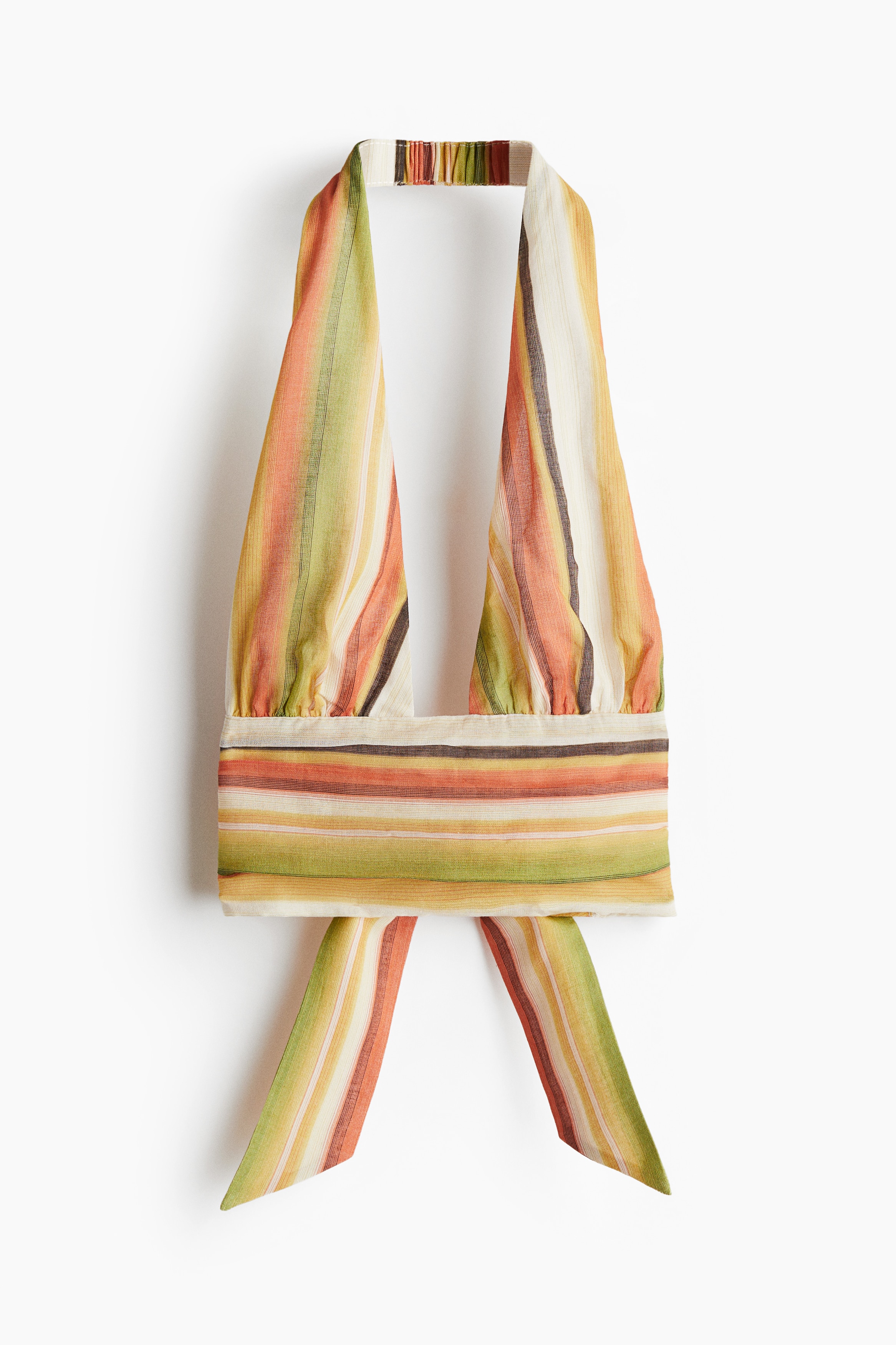 오픈백 홀터넥 탑 - 오렌지/스트라이프