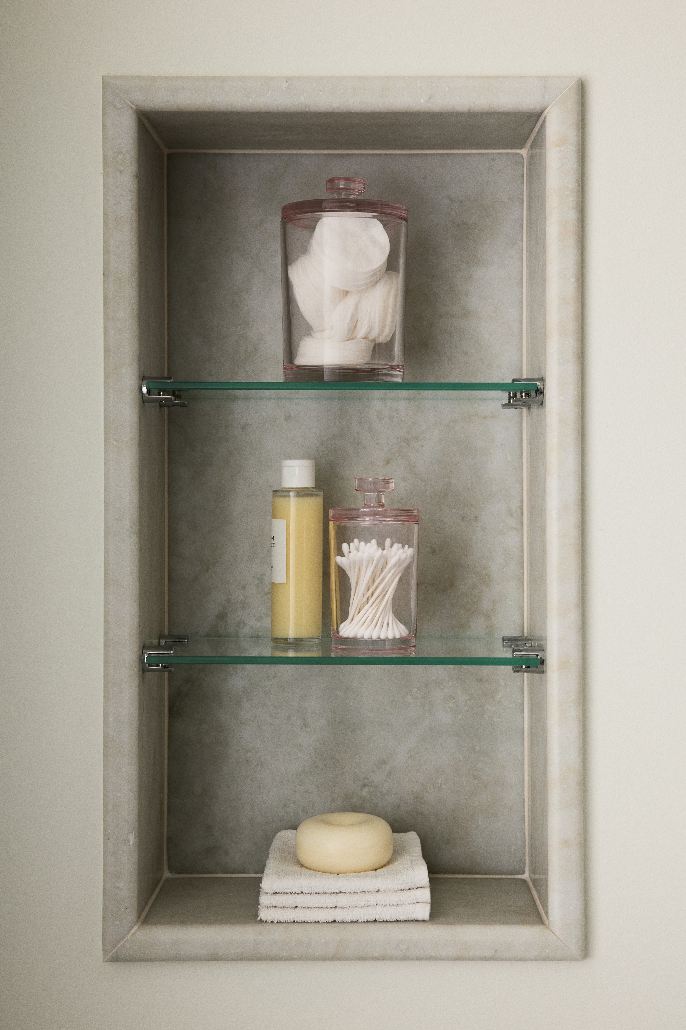 Pot oblong en verre avec couvercle - Rose clair/Transparent