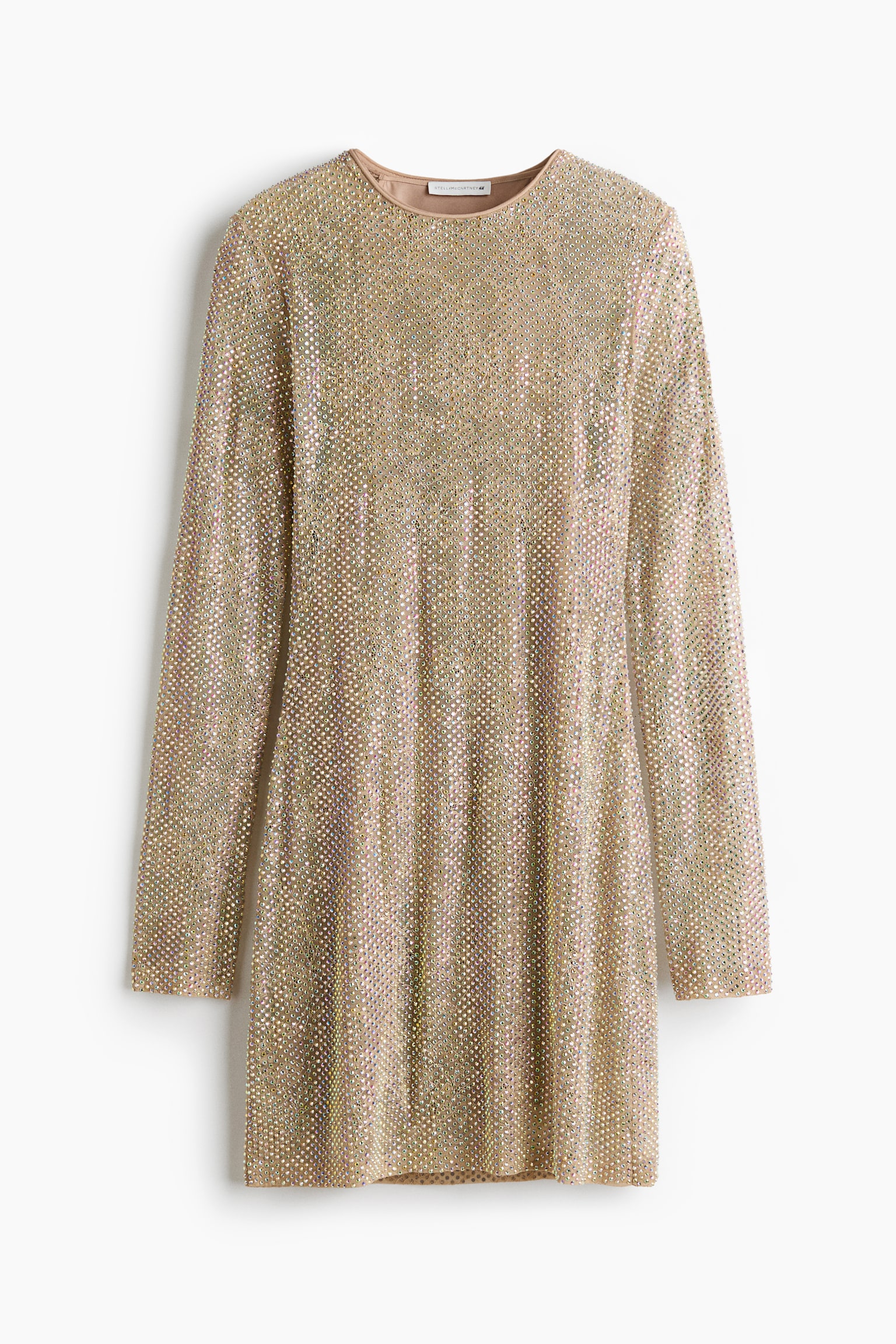 Minikjole i blonde med pynt - Beige - 1