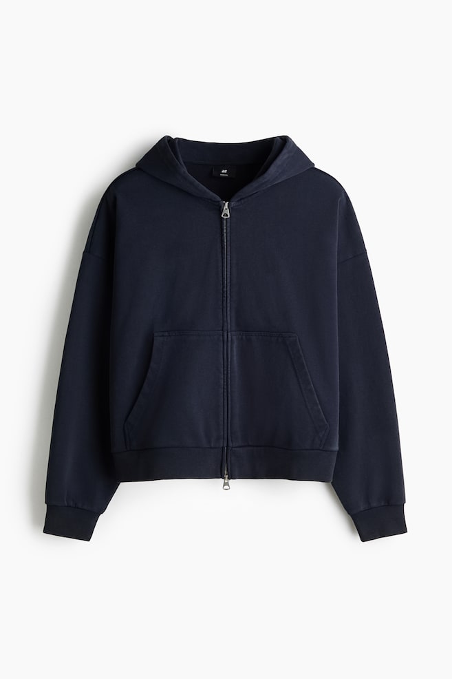 Hoodiejacke mit Zipper in Oversized Fit - Dunkelblau/Hellgrün/Dunkelgrau - 1