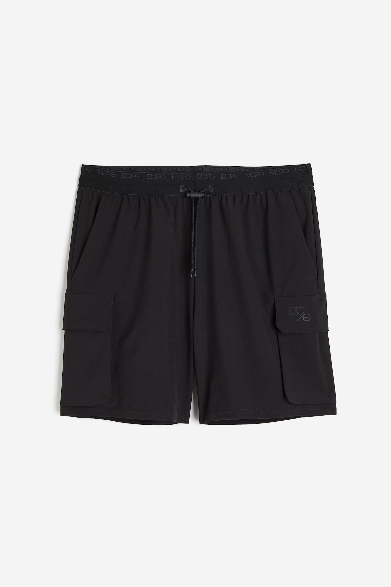 Mid-length cargo sports shorts in DryMove™ - Black - 1