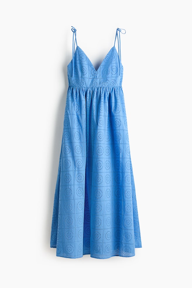 Tie-strap broderie anglaise dress - Blue/Light pink/Yellow/Green - 1