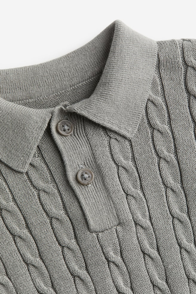 Pullover in maglia a trecce - Grigio/Blu navy - 2