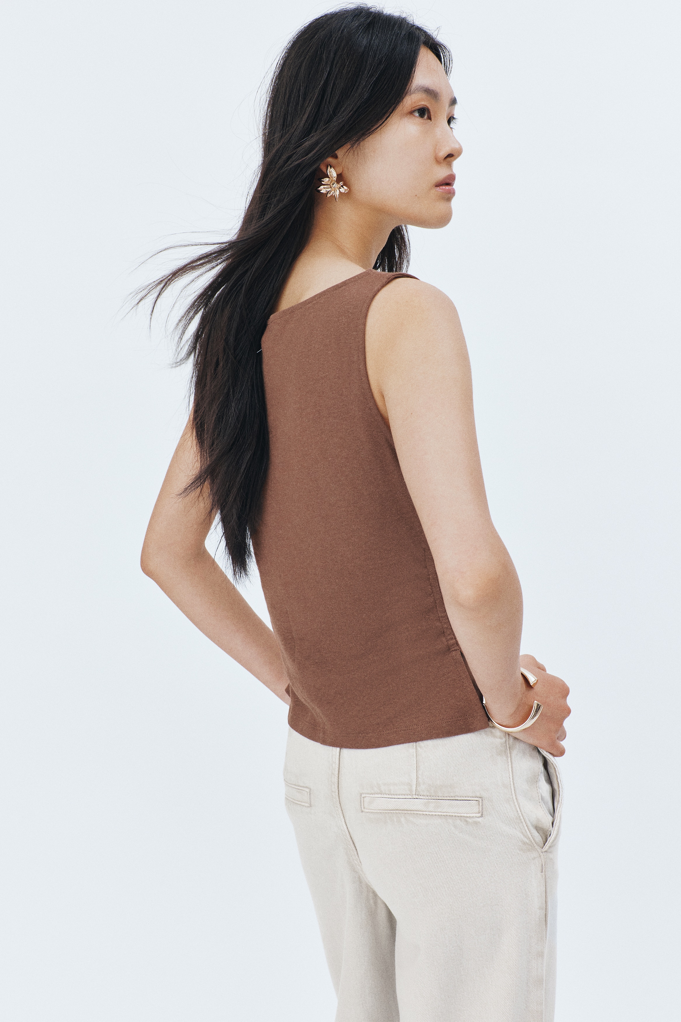 リネンブレンド カウルネックトップス - ブラック - レディース | H&M JP