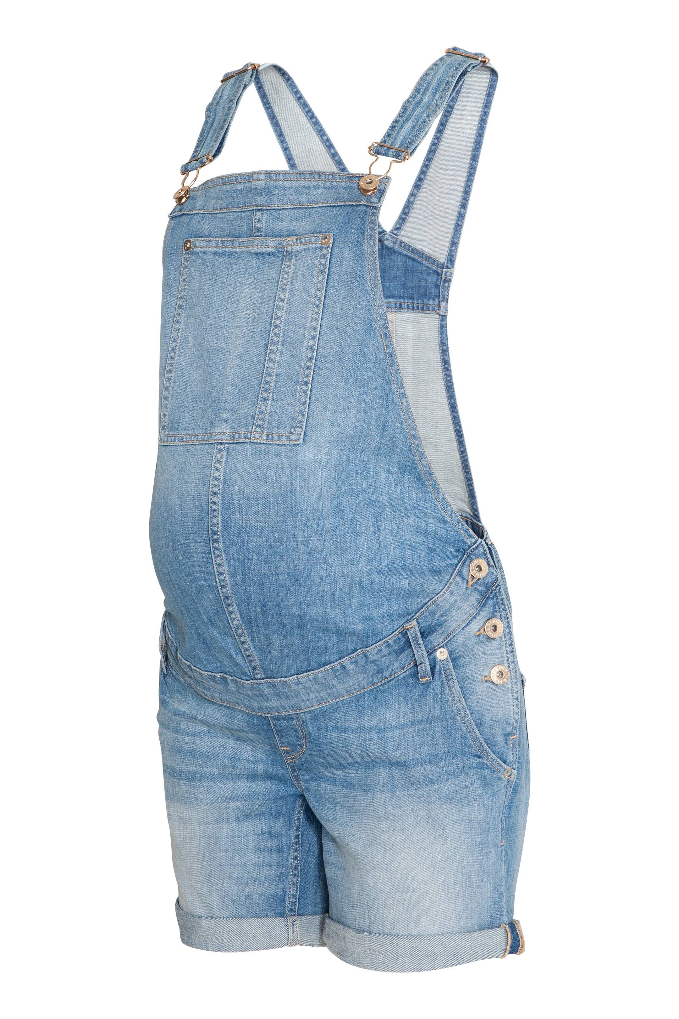 View larger image: MAMA Dungaree shorts - Light denim blue - Ladies | H&M GB 1