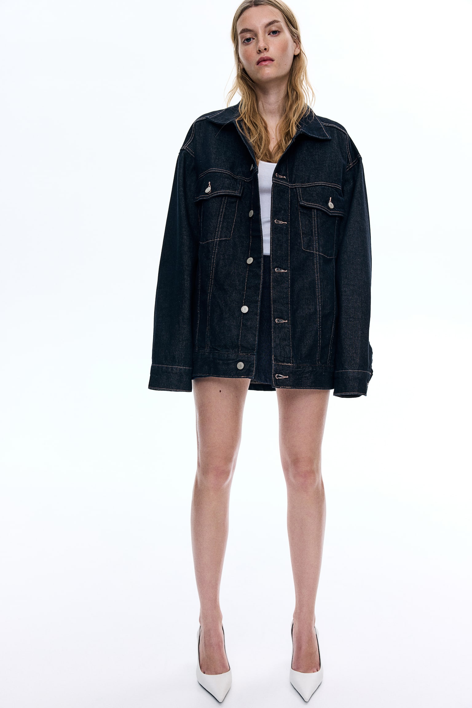 Oversized denim jacket - Dark denim blue/Denim blue/Light denim blue - 3