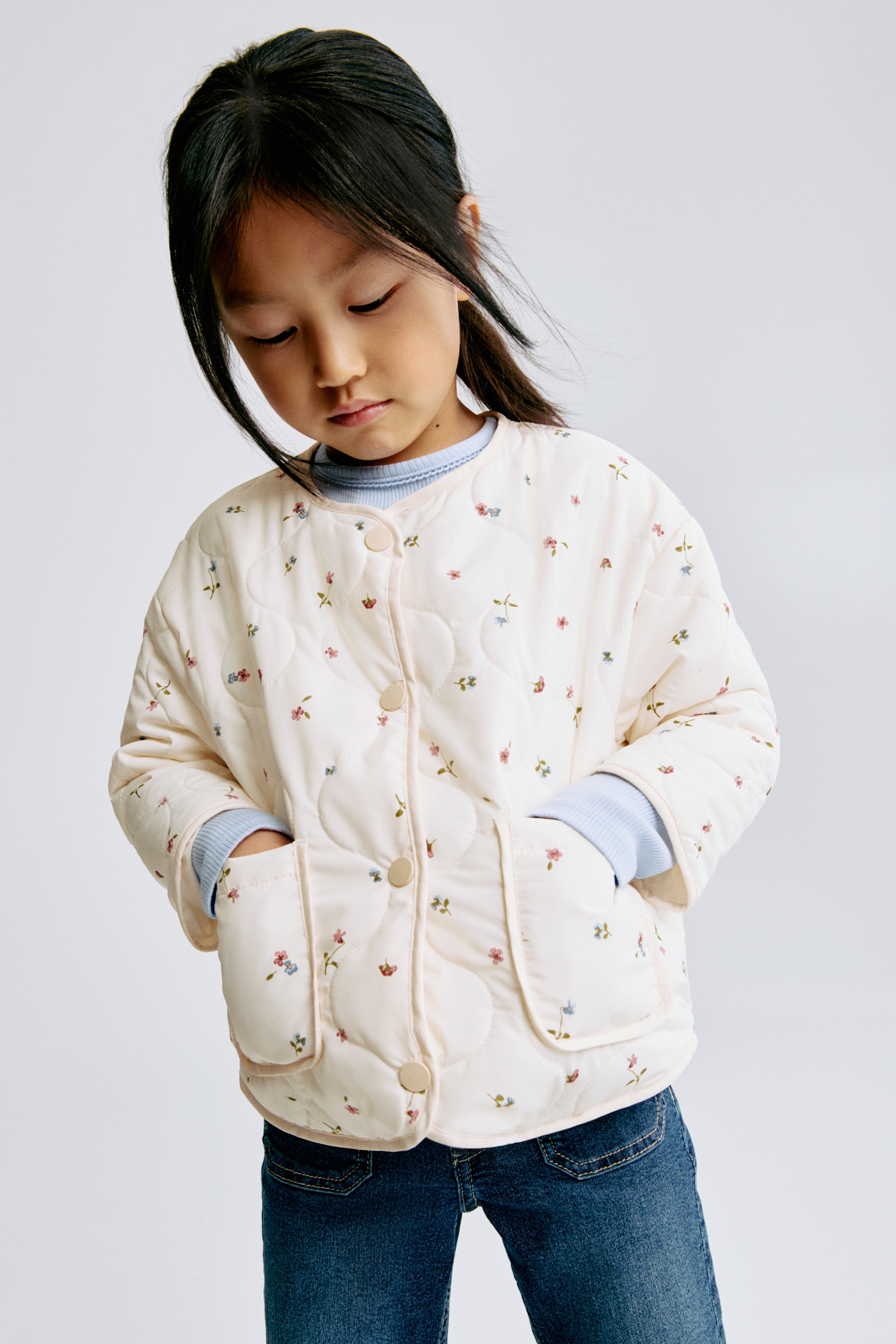 車棉外套 - 奶油色/花朵/米色/豹紋