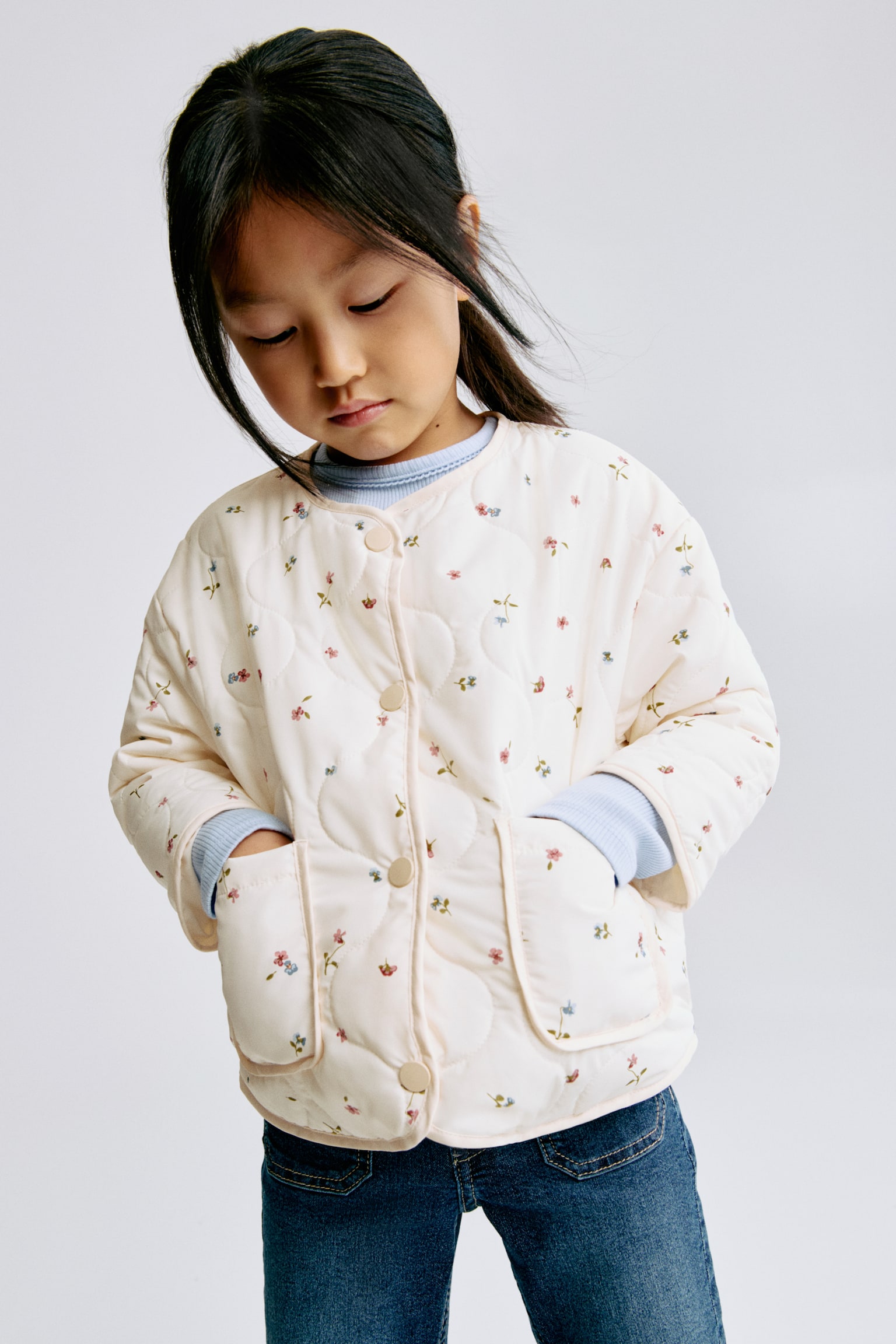 Quilted jacket - Cream/Floral/Beige/Leopard print - 1