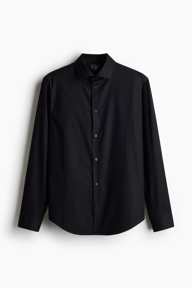 Slim Fit Shirt - Black/White/Light blue - 1