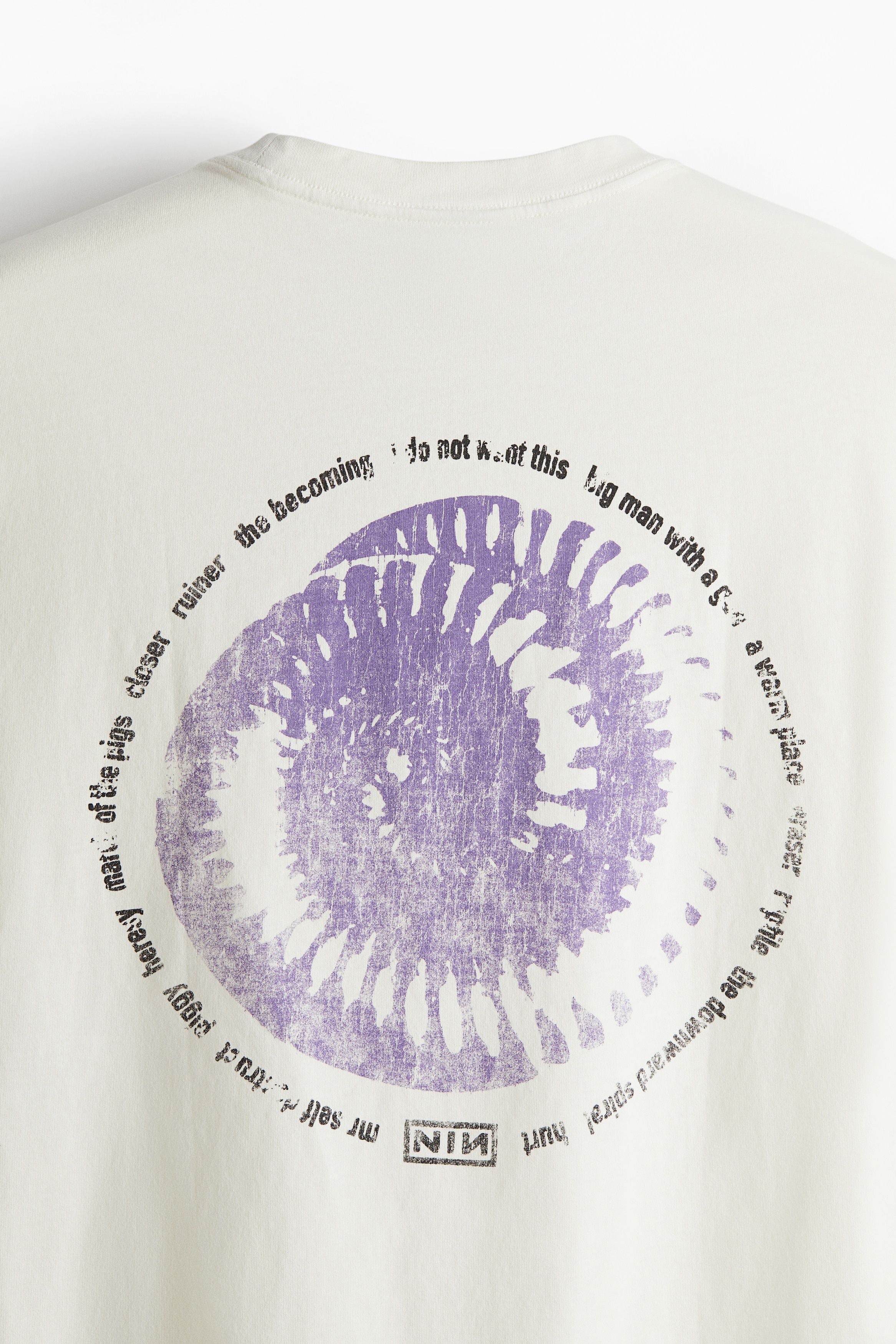 Loose Fit Vintage-look printed T-shirt - Cream⁄Nine Inch Nails