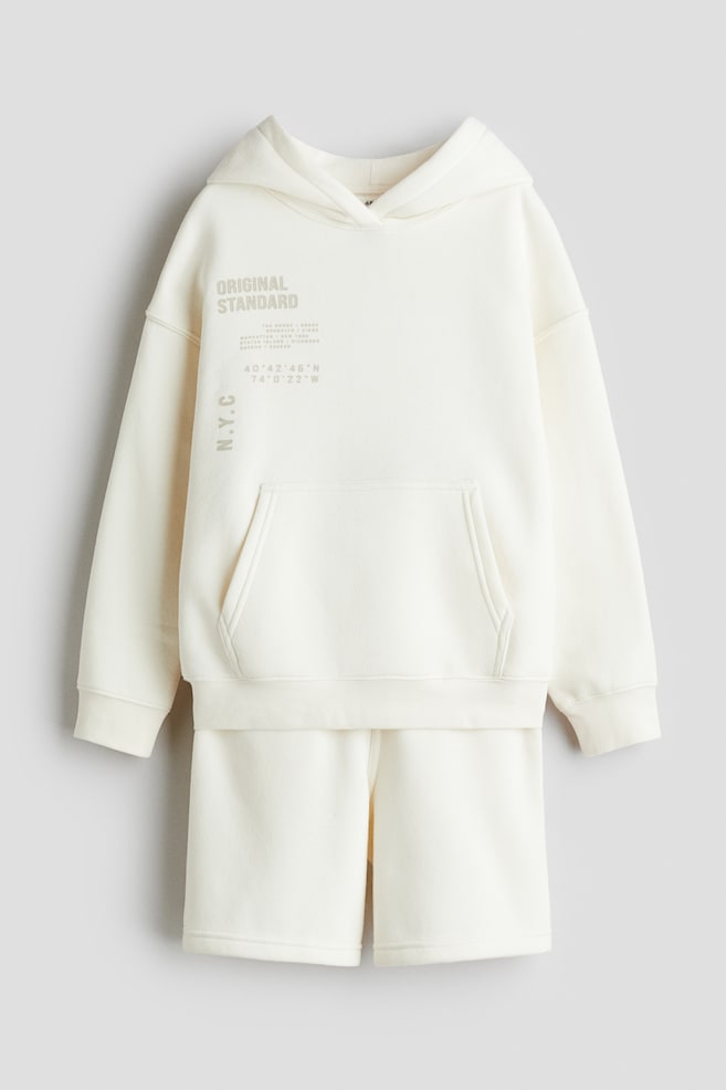 2-Piece Sweatshirt and Shorts Set - White/N.Y.C/Dark gray/7th Avenue - 1