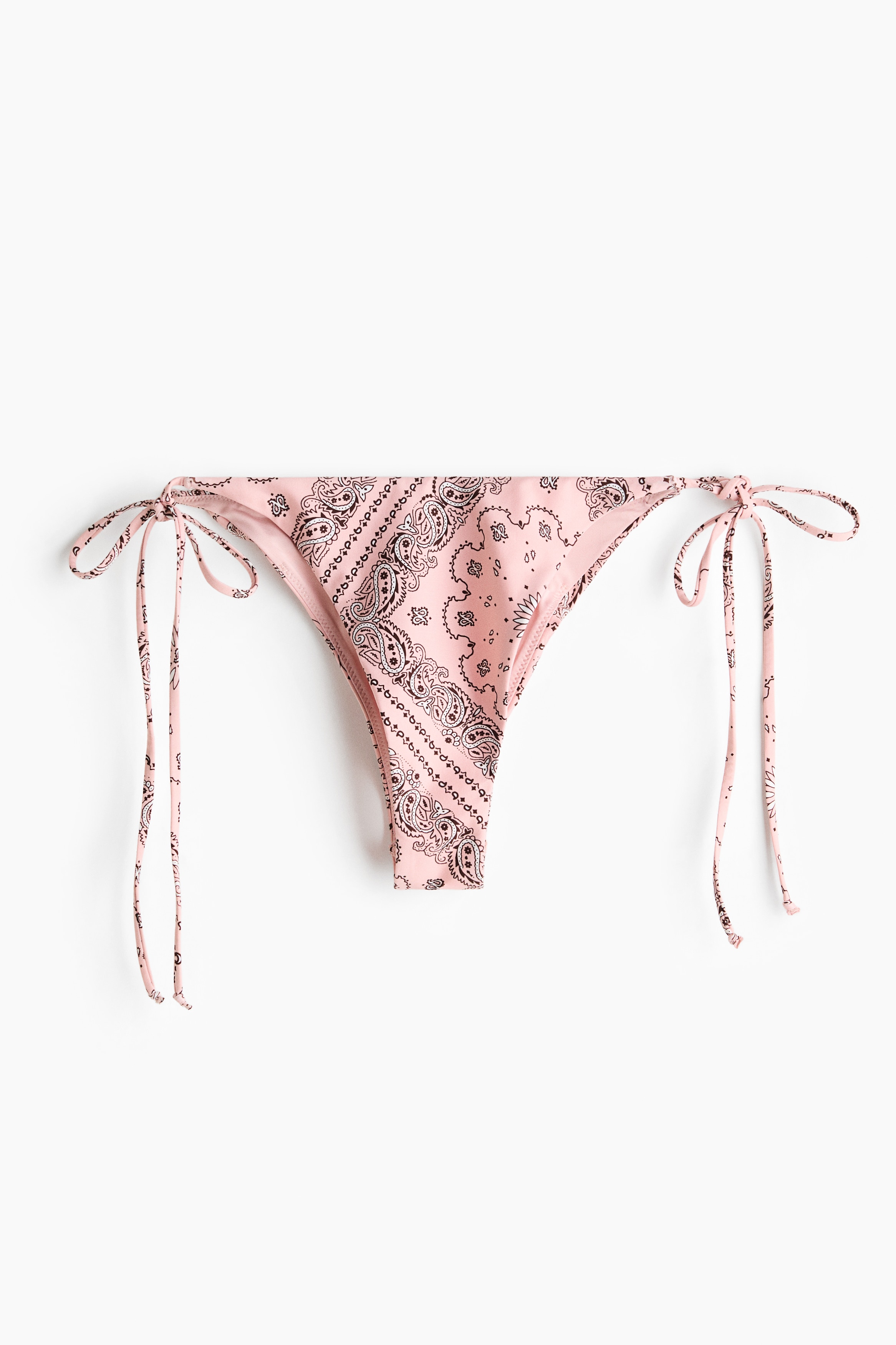 Brazilian Tie Bikini Bottoms - Light pink/paisley