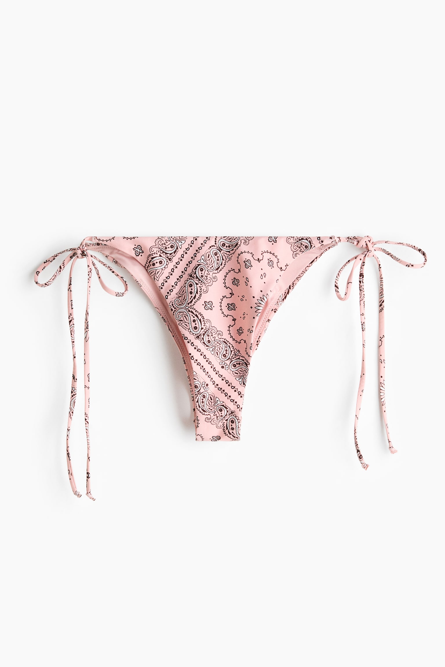 Brazilian tie tanga bikini bottoms - Light pink/Paisley pattern - 2