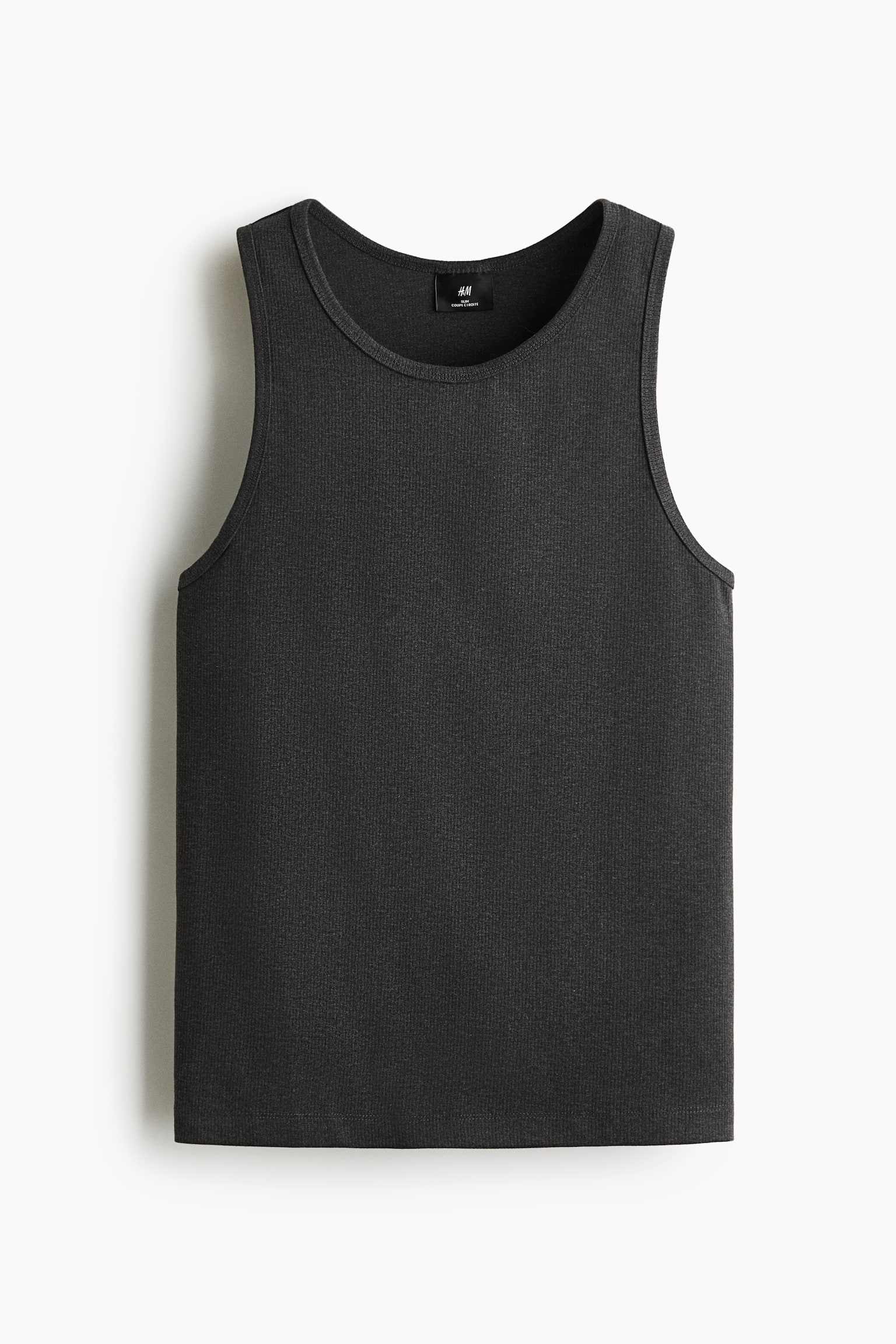 Slim Fit Ribbed vest top - Dark grey/White/Black