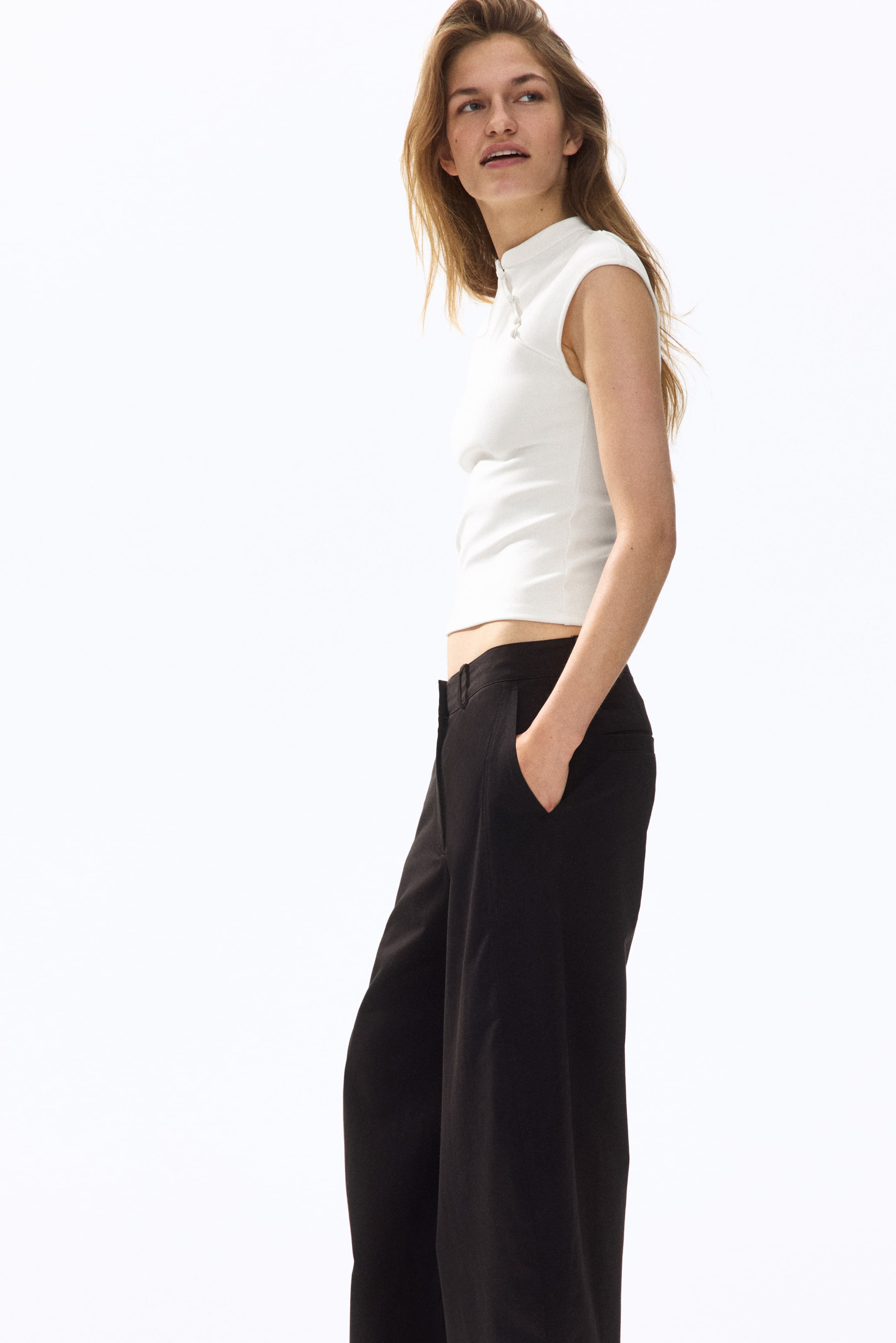 Cap-Sleeved Top with Button Detail