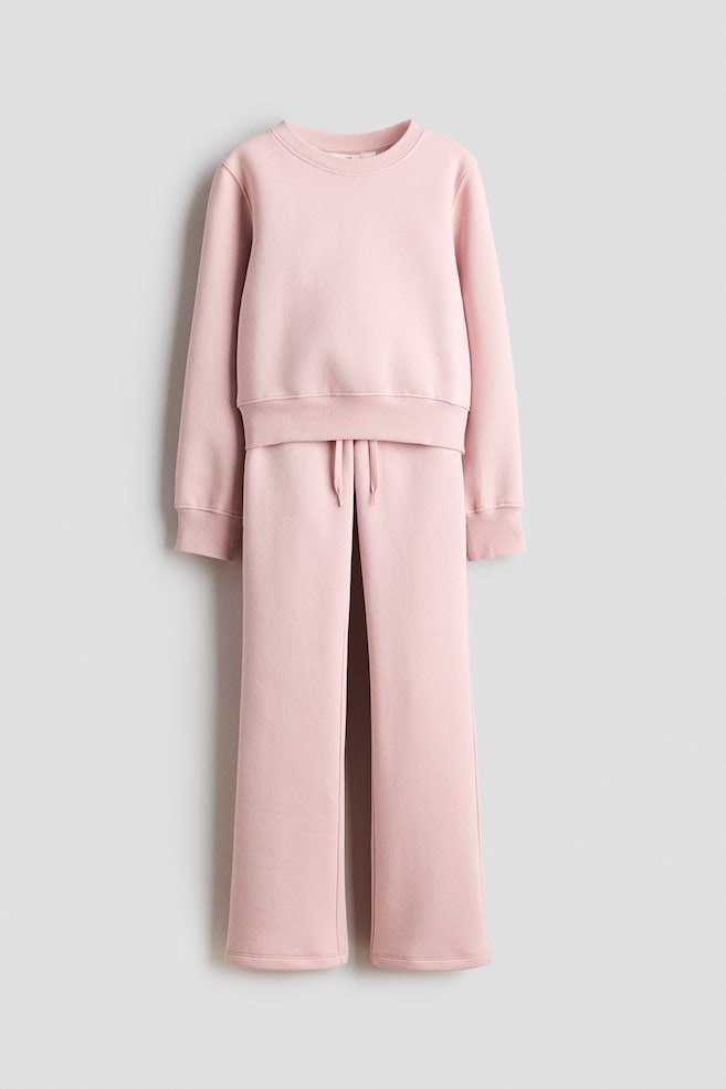 2-Piece Brushed-Inside Sweatshirt and Joggers Set - Light dusty pink/Gray melange/Black/Light beige melange - 1