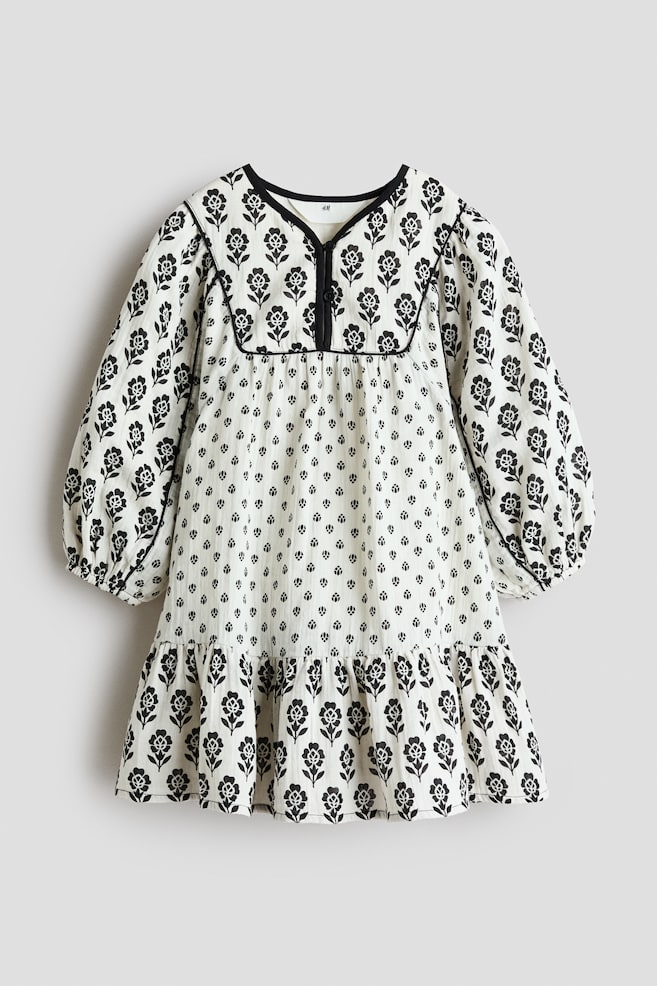 Robe en mousseline de coton - Crème/fleuri - 1