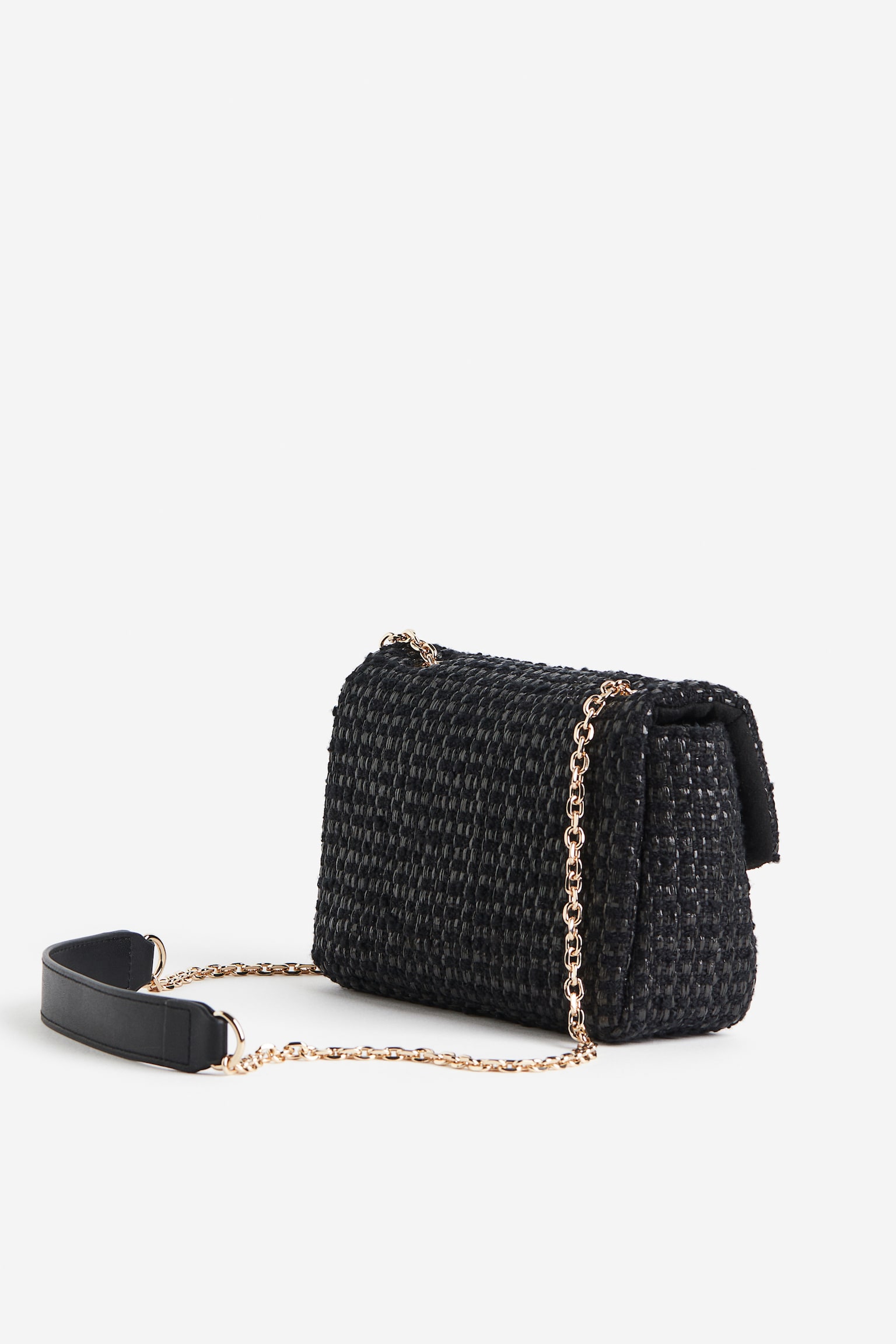 Textured Weave Crossbody Bag - Black - 4