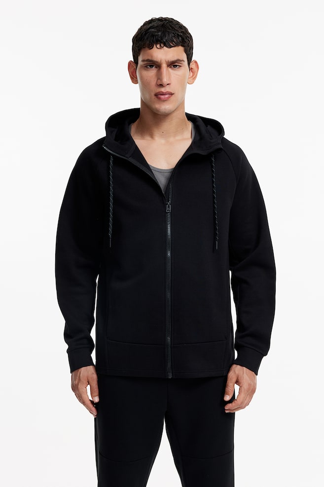 DryMove™ Zip-through sports hoodie - Black/Dark red/Block-coloured/Dark grey/Block-coloured/Light grey marl/dc - 1