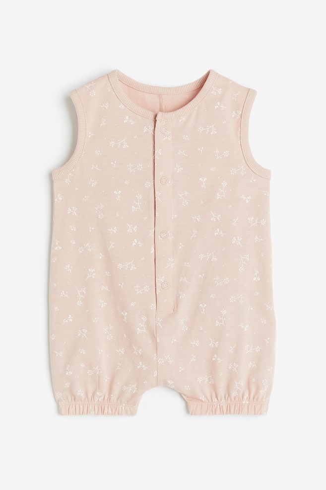 Cotton romper suit - Light pink/Floral - 1