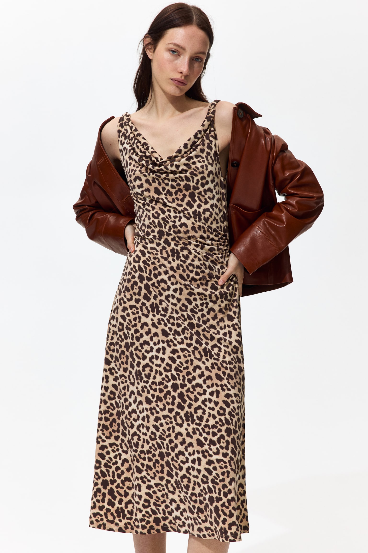 Cowl-neck jersey dress - 1