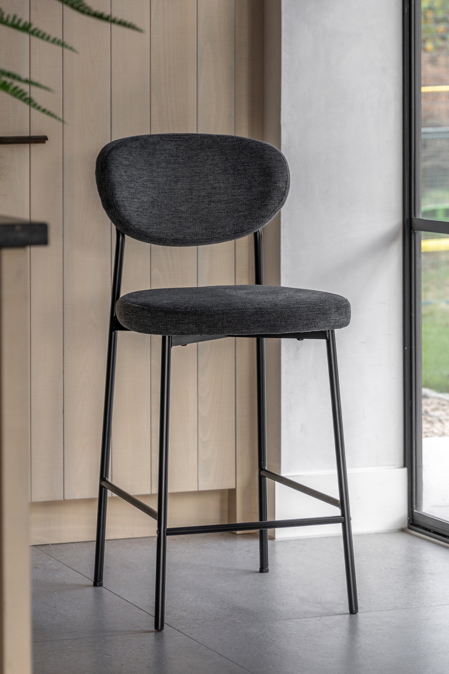 Set Of 2 Upholstered Dining Chairs - Charcoal/Natural