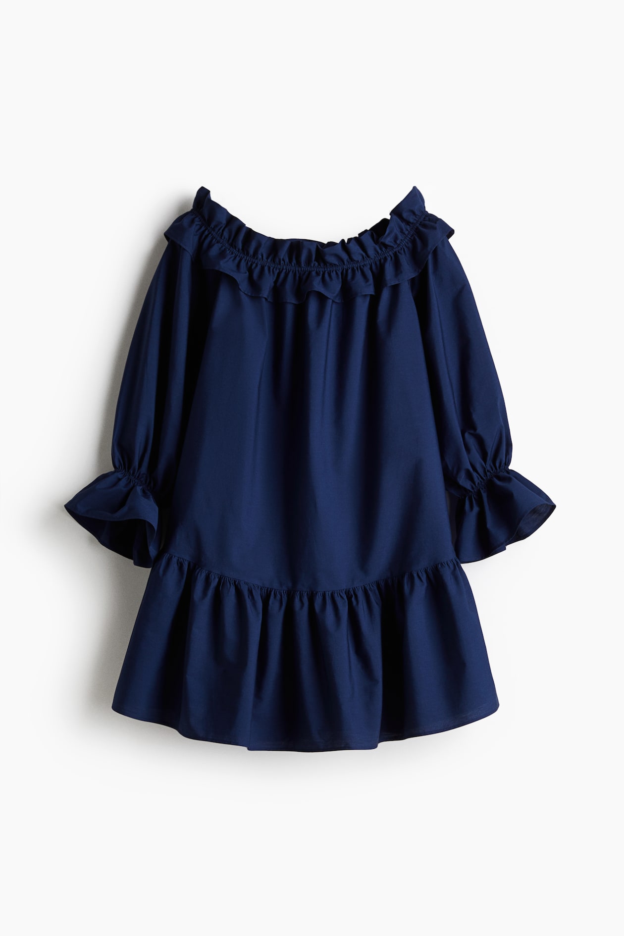 poplin off the shoulder dress Black Cotton Poplin Midi Off-Shoulder Dress 64" / Petite (5'1" and below)