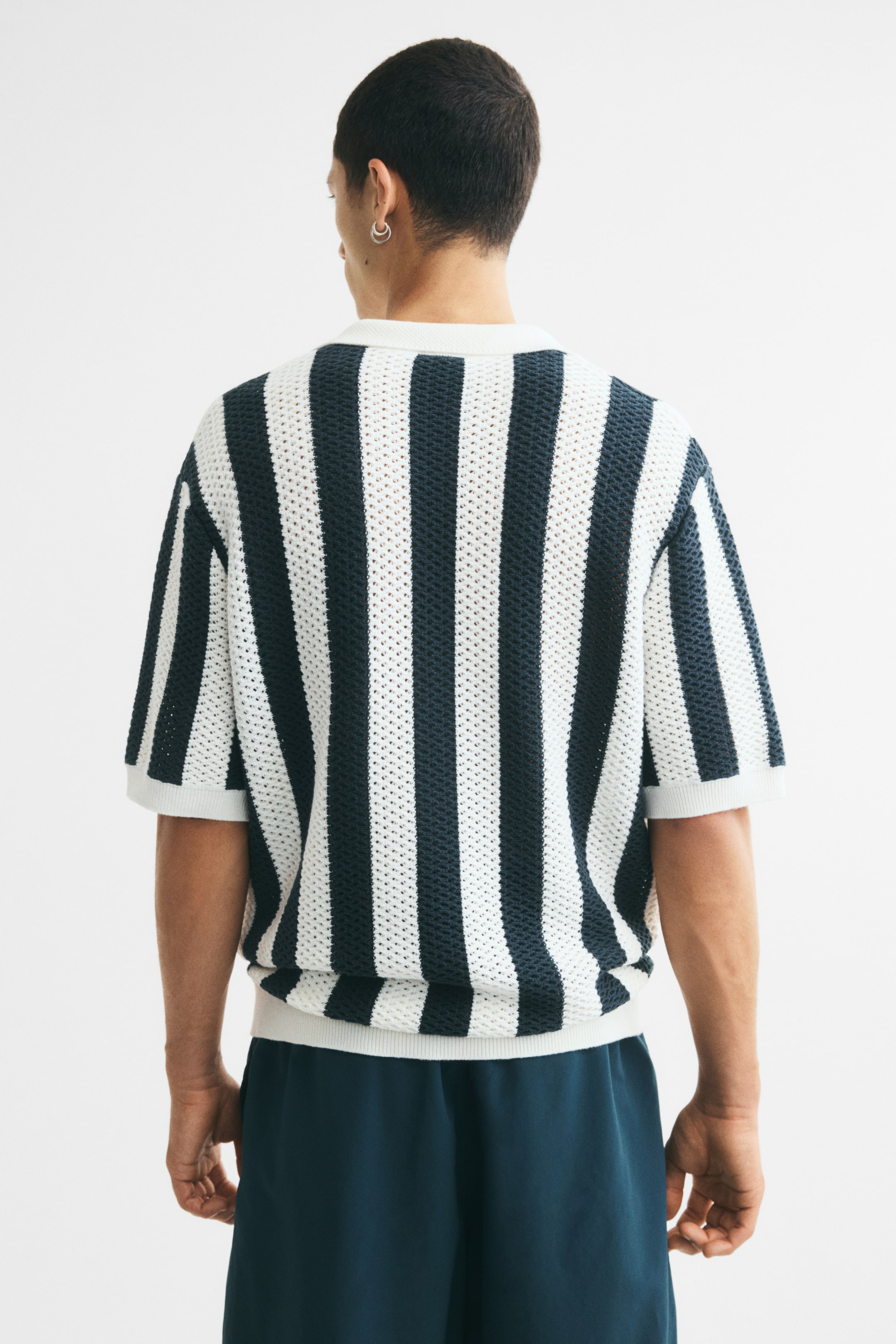 Relaxed-Fit Open-Knit Polo Shirt
