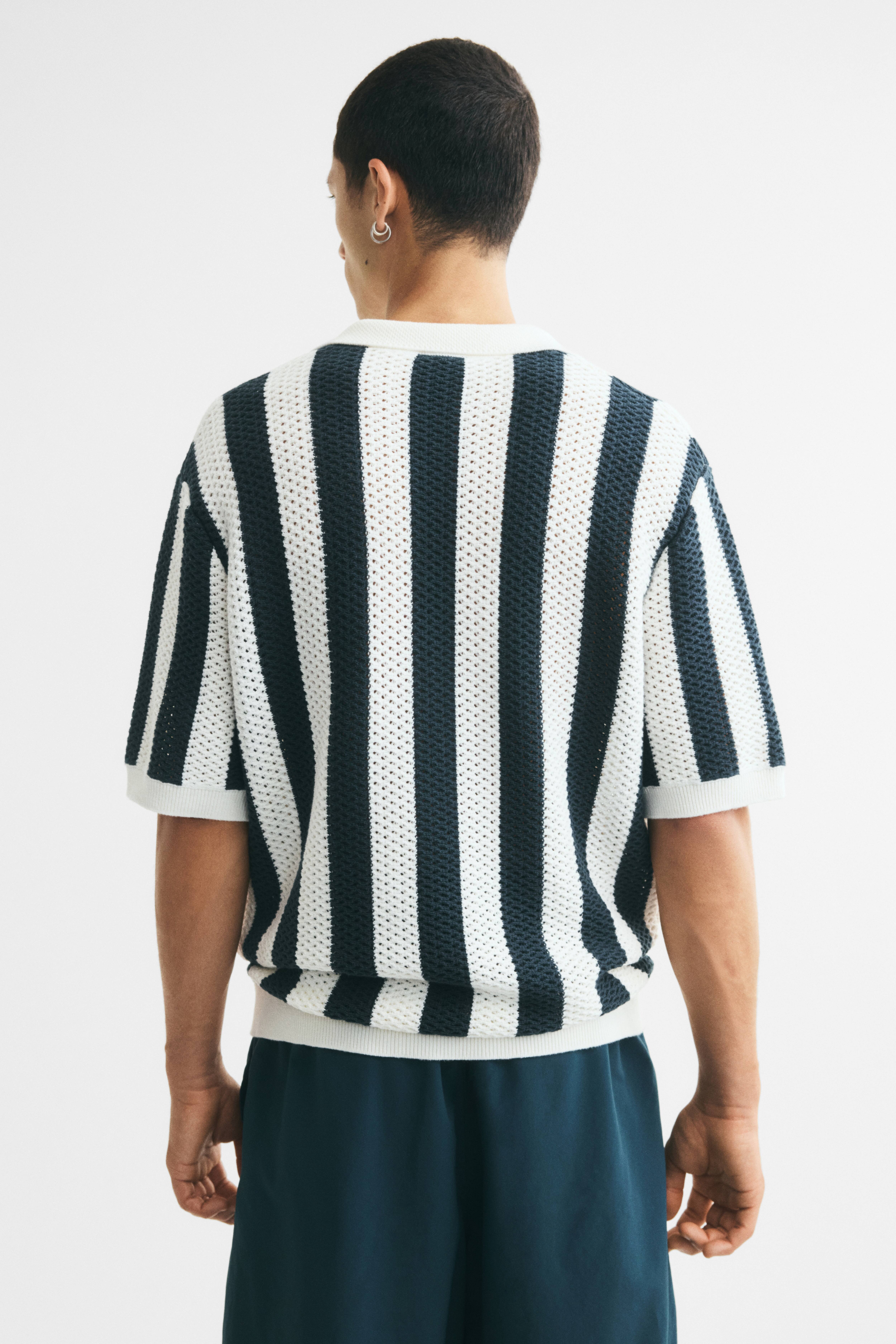 Relaxed-Fit Open-Knit Polo Shirt